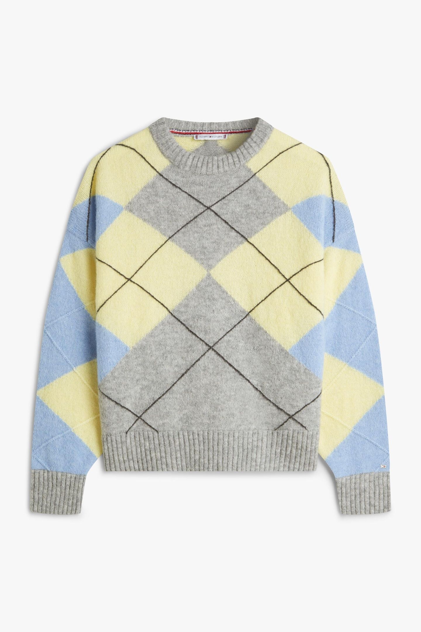 ALPACA BLEND ARGYLE LIGHT GREY HEATHER/YELLOW/BLUE ARGYLE 1