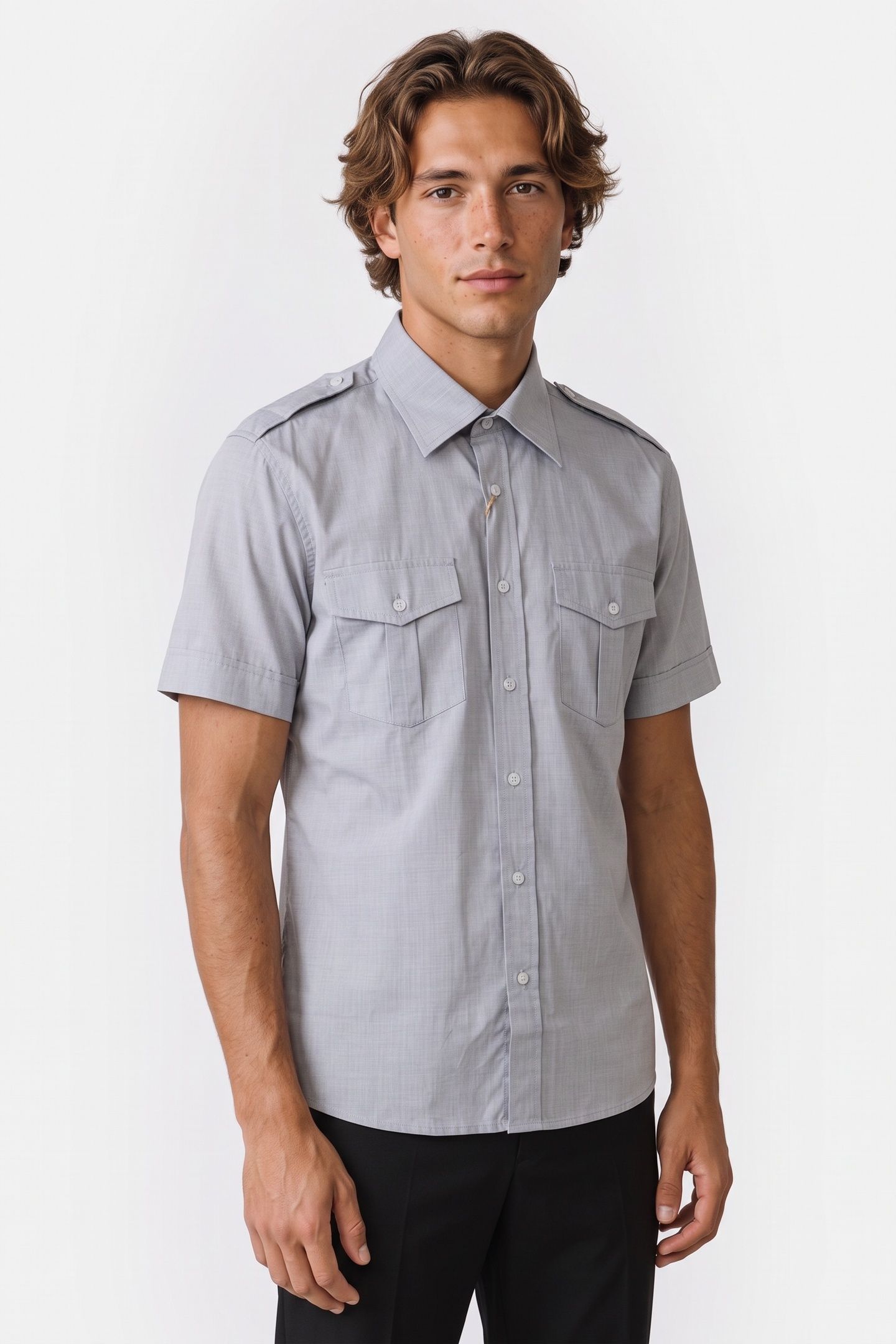 UNISEX POLICEMAN SHIRT LIGHT GREY 2