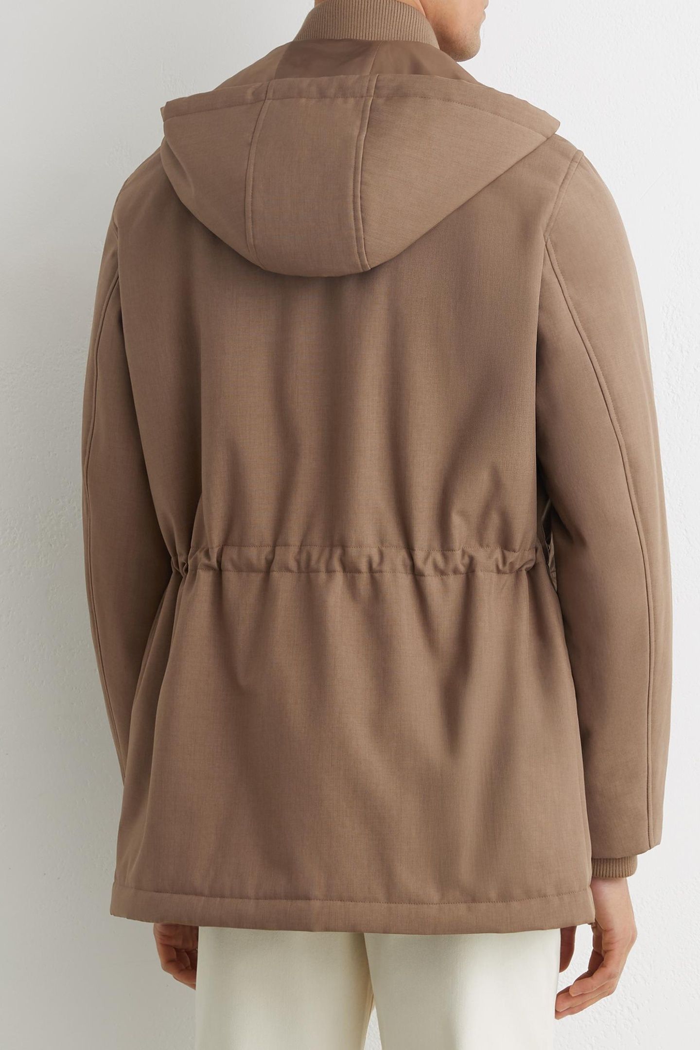 HOODED ZIP THROUGH PADDED COAT LIGHT BROWN 2