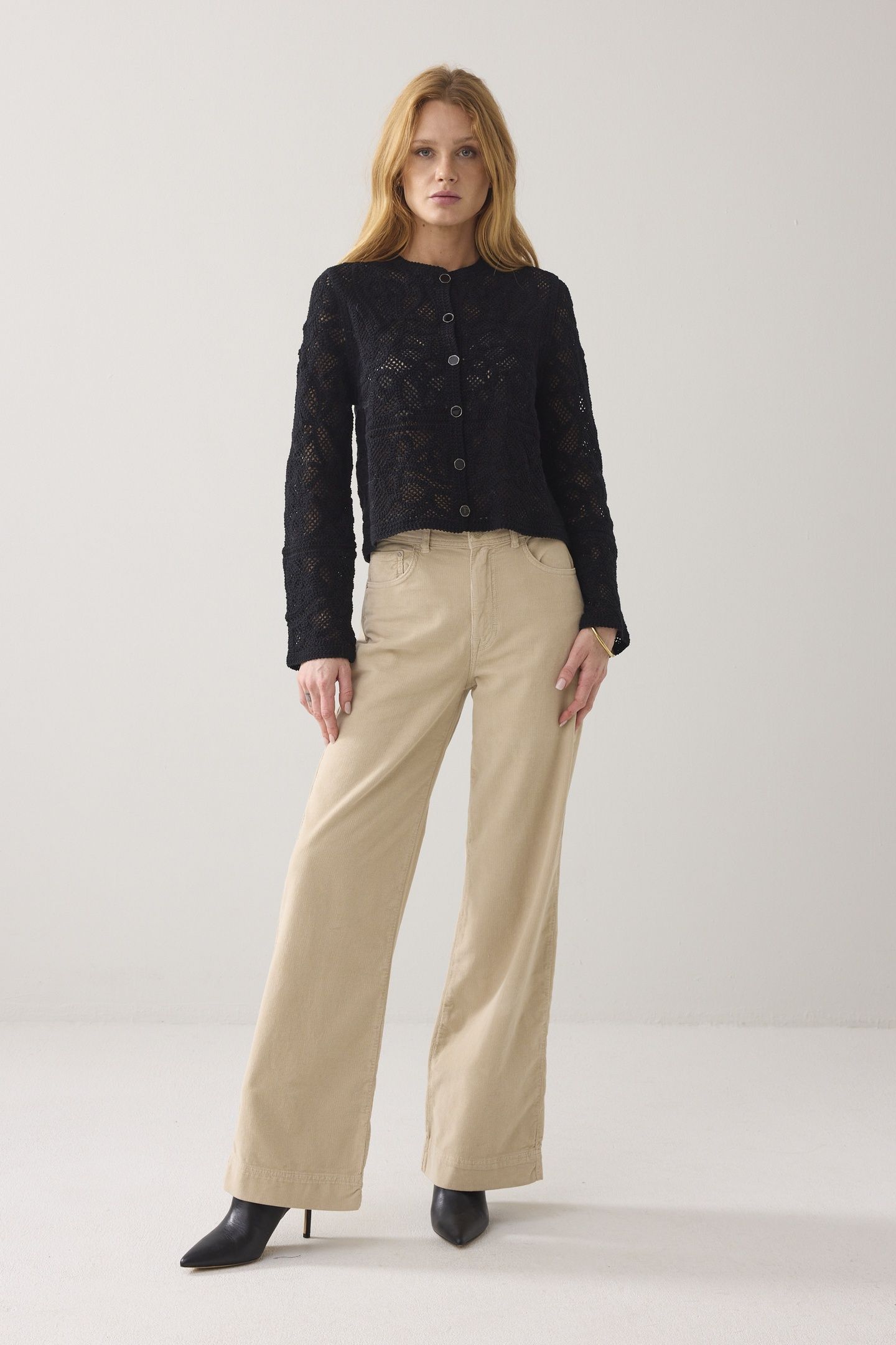 CARDIGAN MACRAME KNIT BLACKS 1