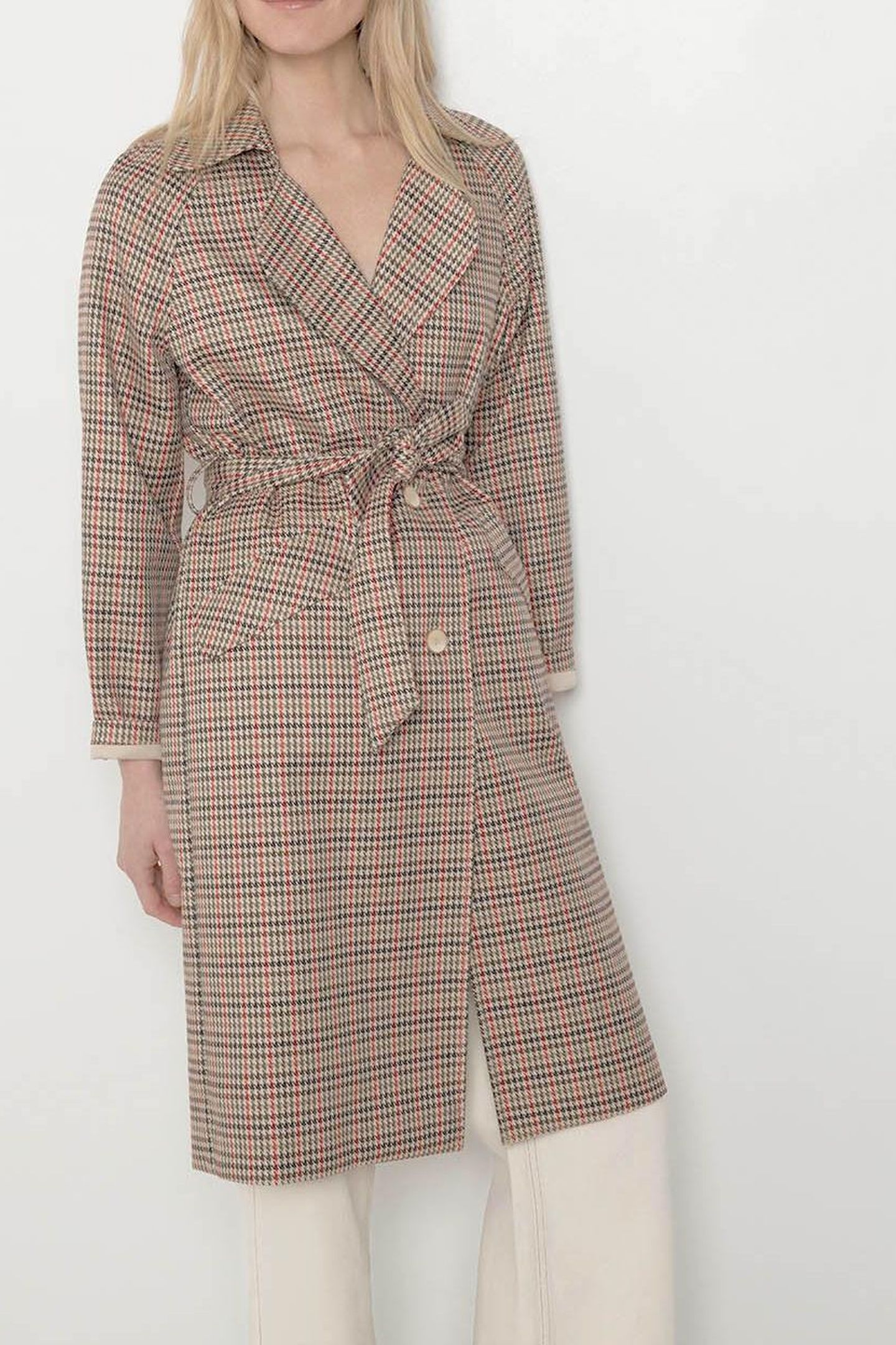 DOUTZEN _ TRENCH COAT WITH PIED_DE_POULE COLOR PATTERN 1