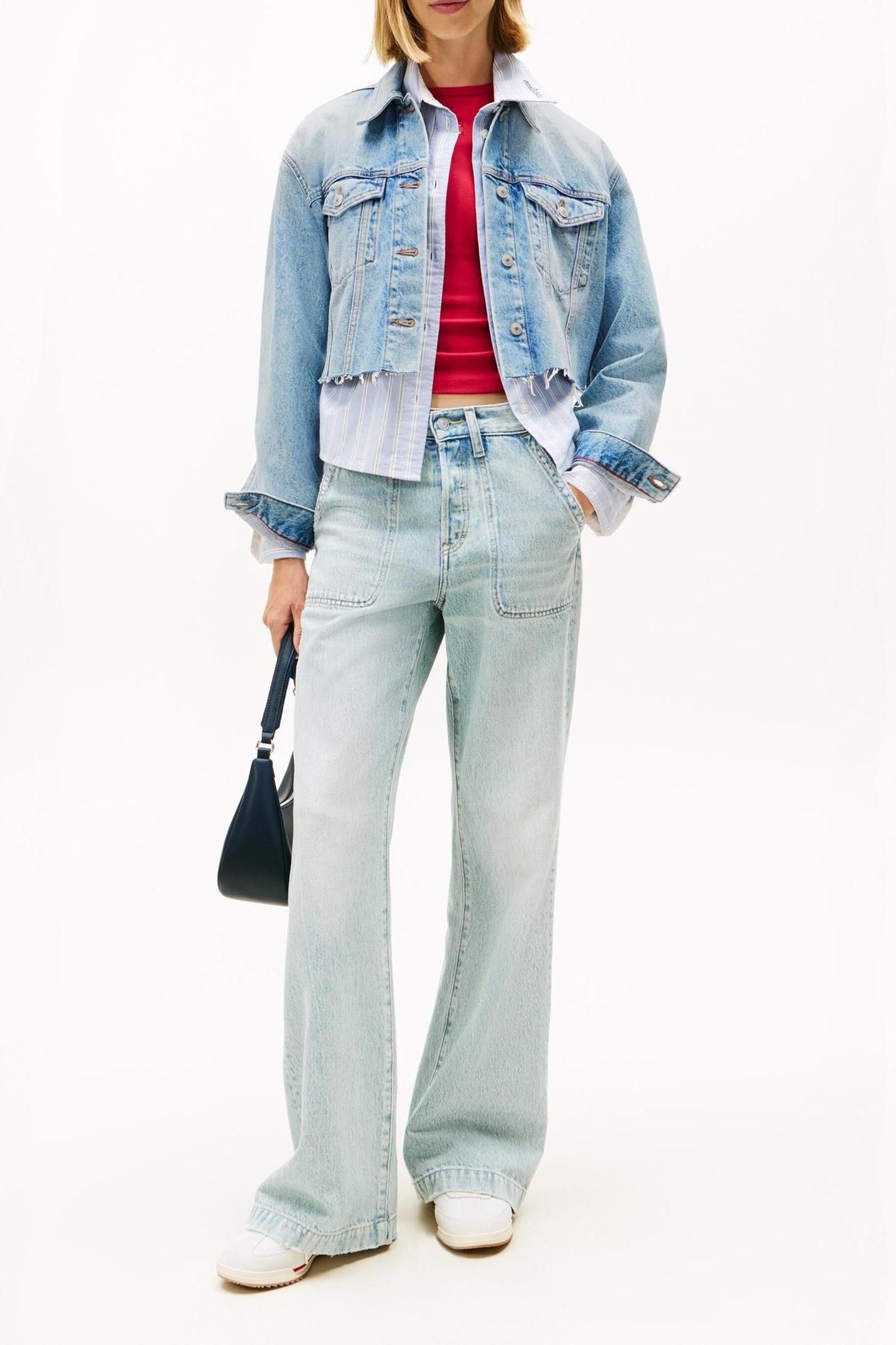 CROPPED TRUCKER JACKET RWB DENIM MID LIGHT BLUE 1
