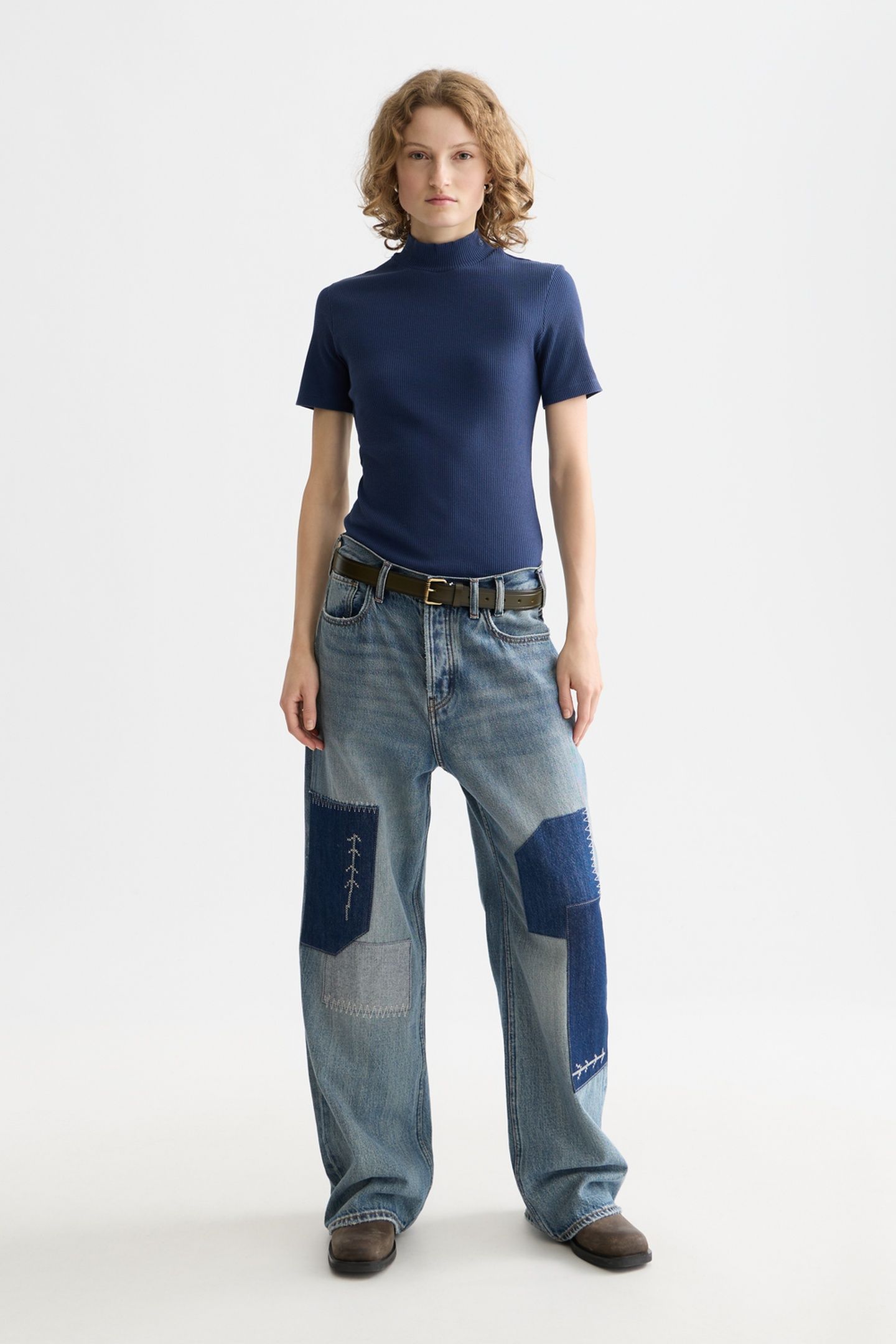 MOCK NECK RIB T-SHIRT OCEANA 3