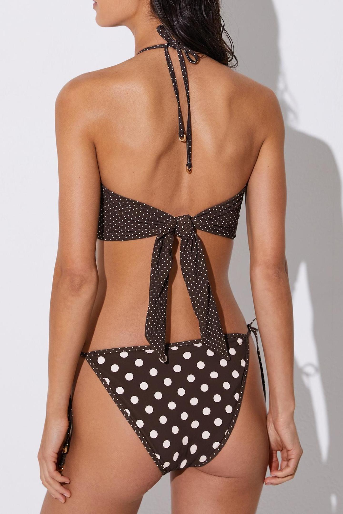 POLKA DOT PRINT BIKINI TOP CHOCOLATE BROWN/IVORY 2