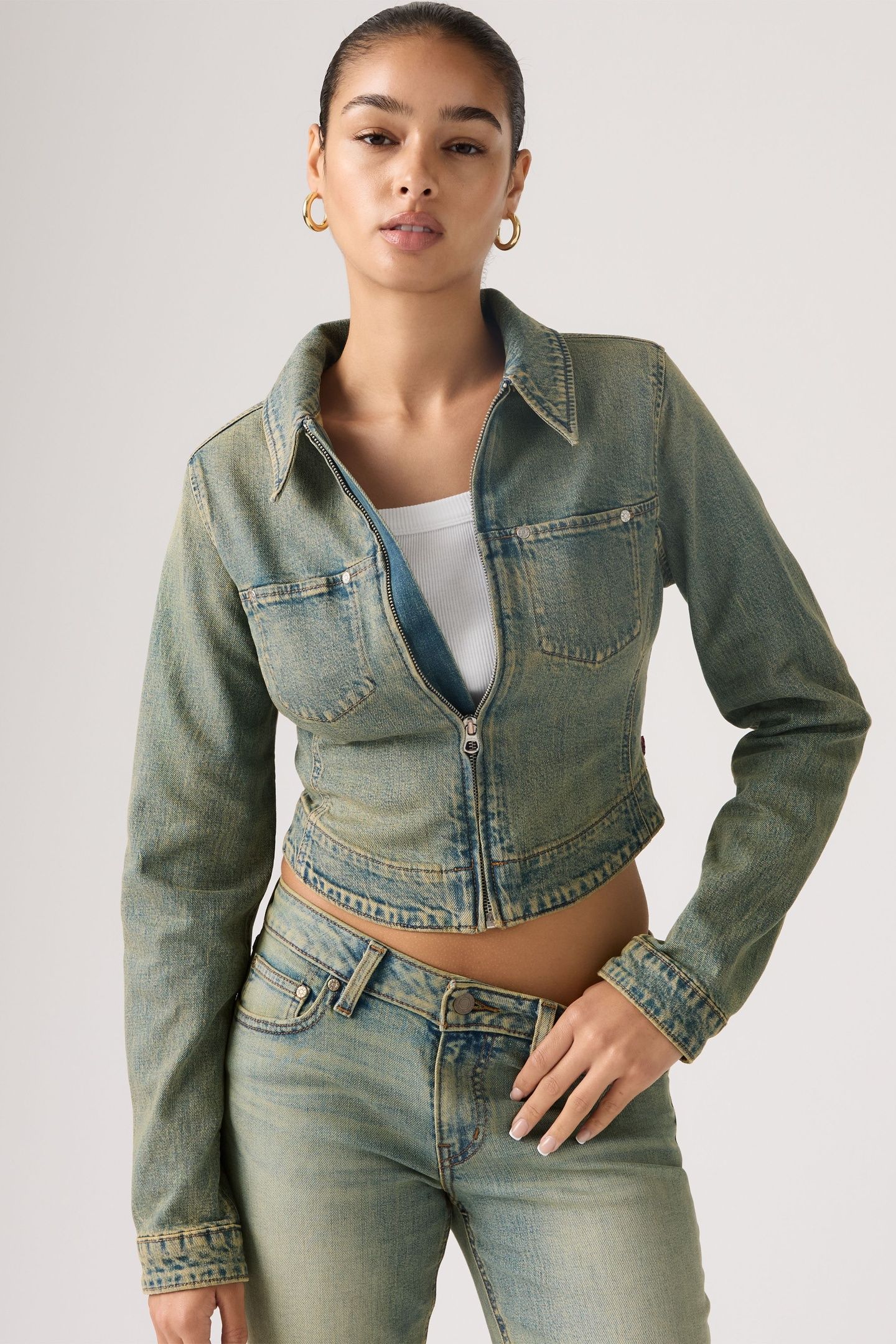 Y2K STRETCH FITTED TRUCKER JACKET 1