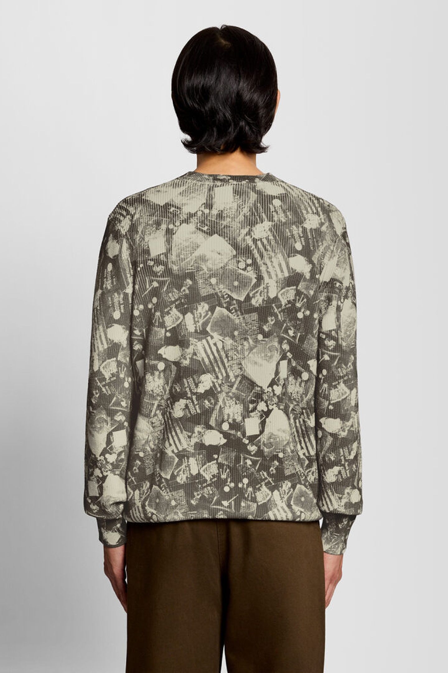 INDUSTRIAL PRINT CREW NECK JUMPER COLD GREY 2