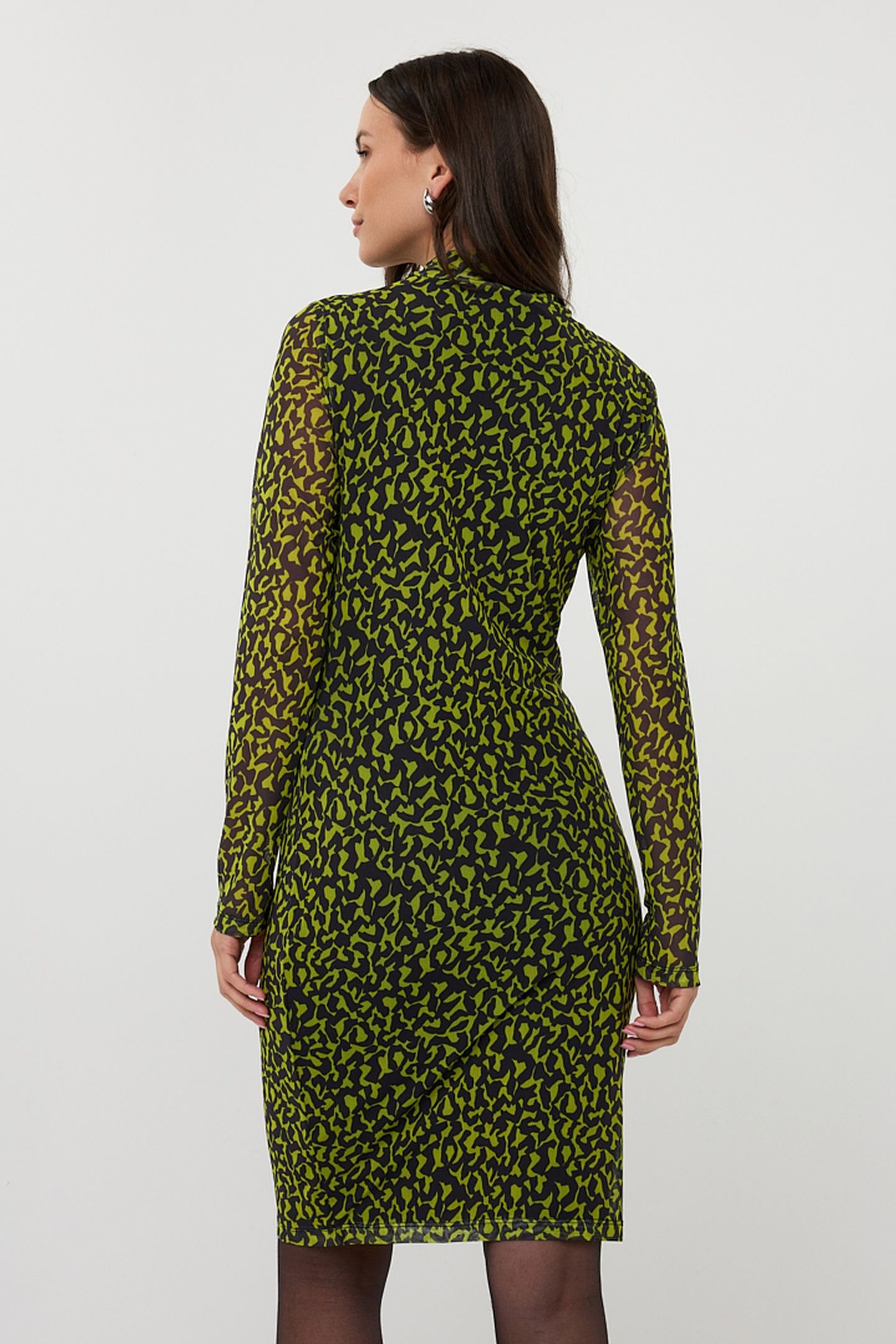 DRESS GATHERING LITTLE CITY MESH PRINT 4
