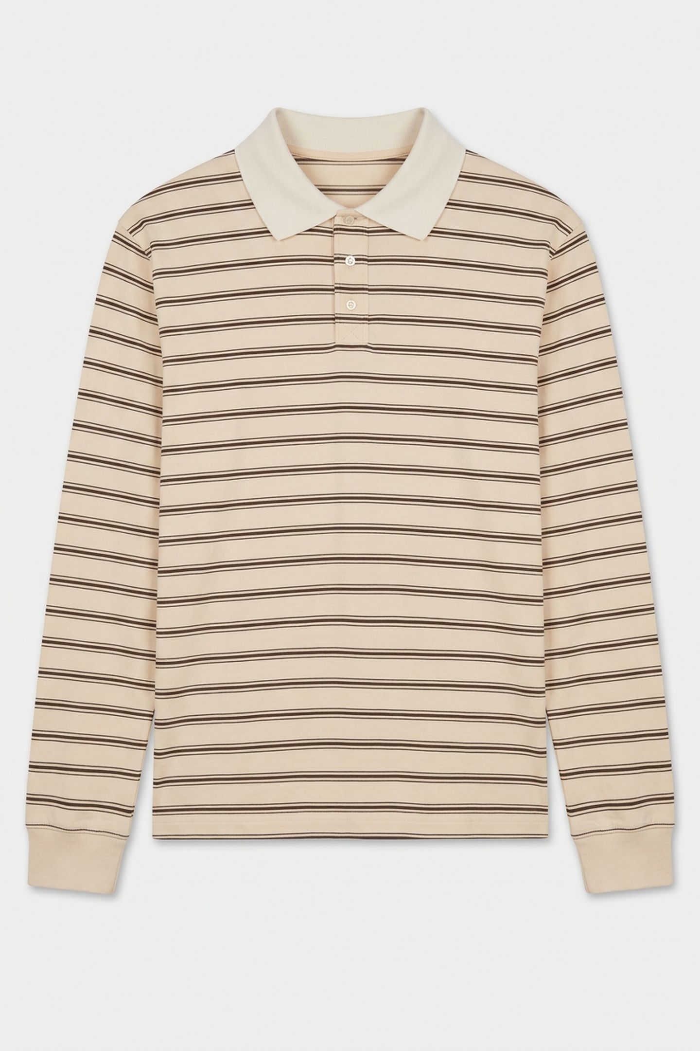 UNISEX POLO LONG SLEEVE STRIPED ECRU 5