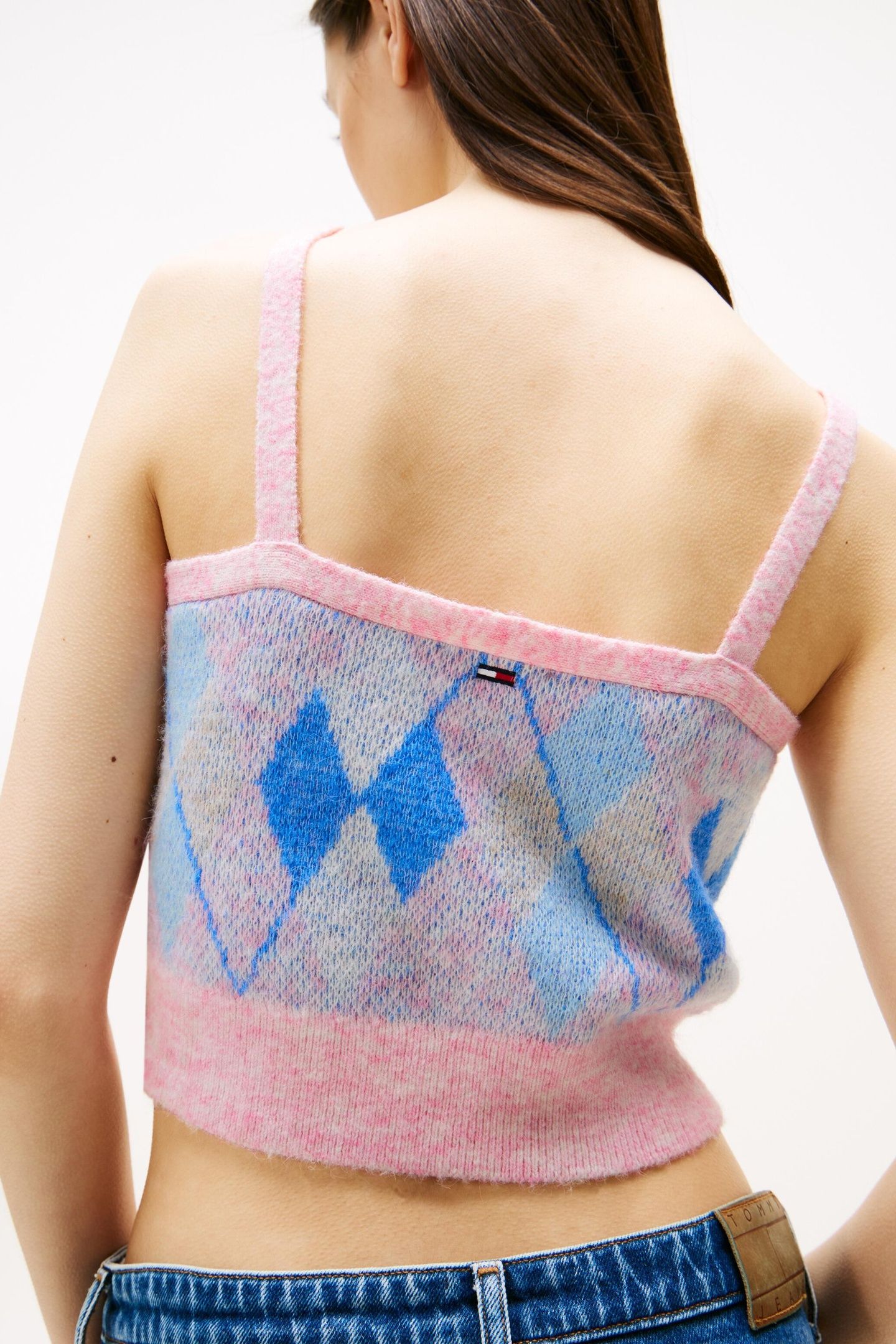 TJW CROP ARGYLE CAMI CARNIVAL PINK/MULTI 6