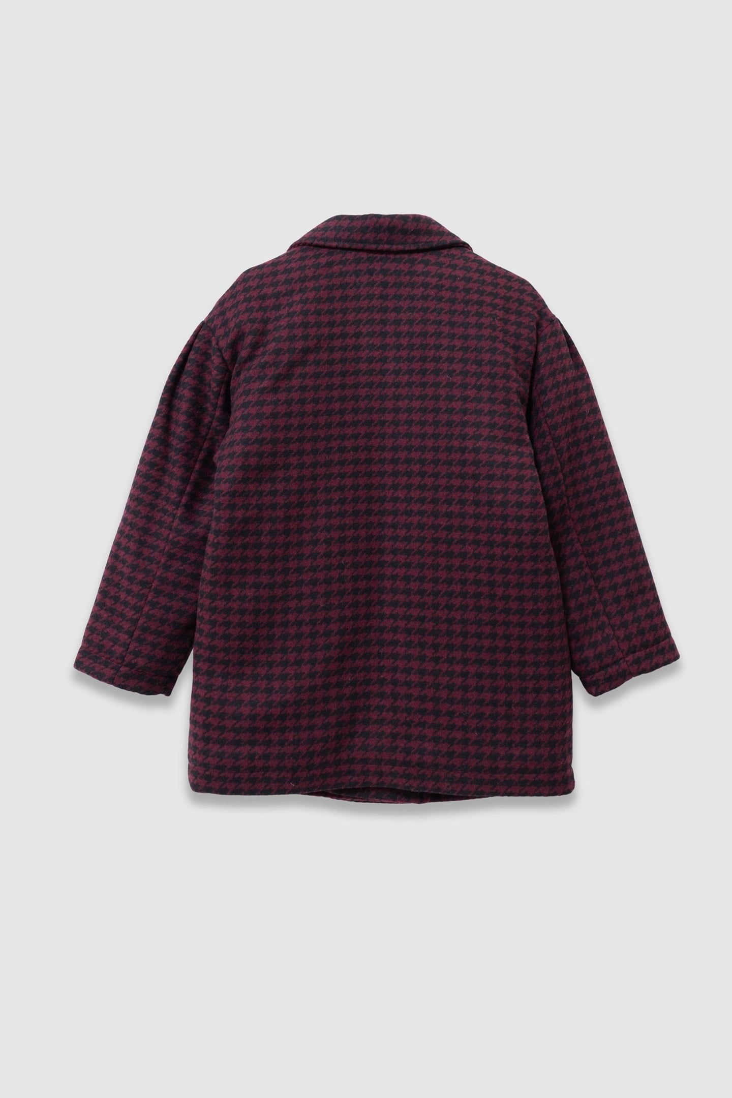 GIRLS’ BLACK CHECK COAT WITH HOODED FACING 2