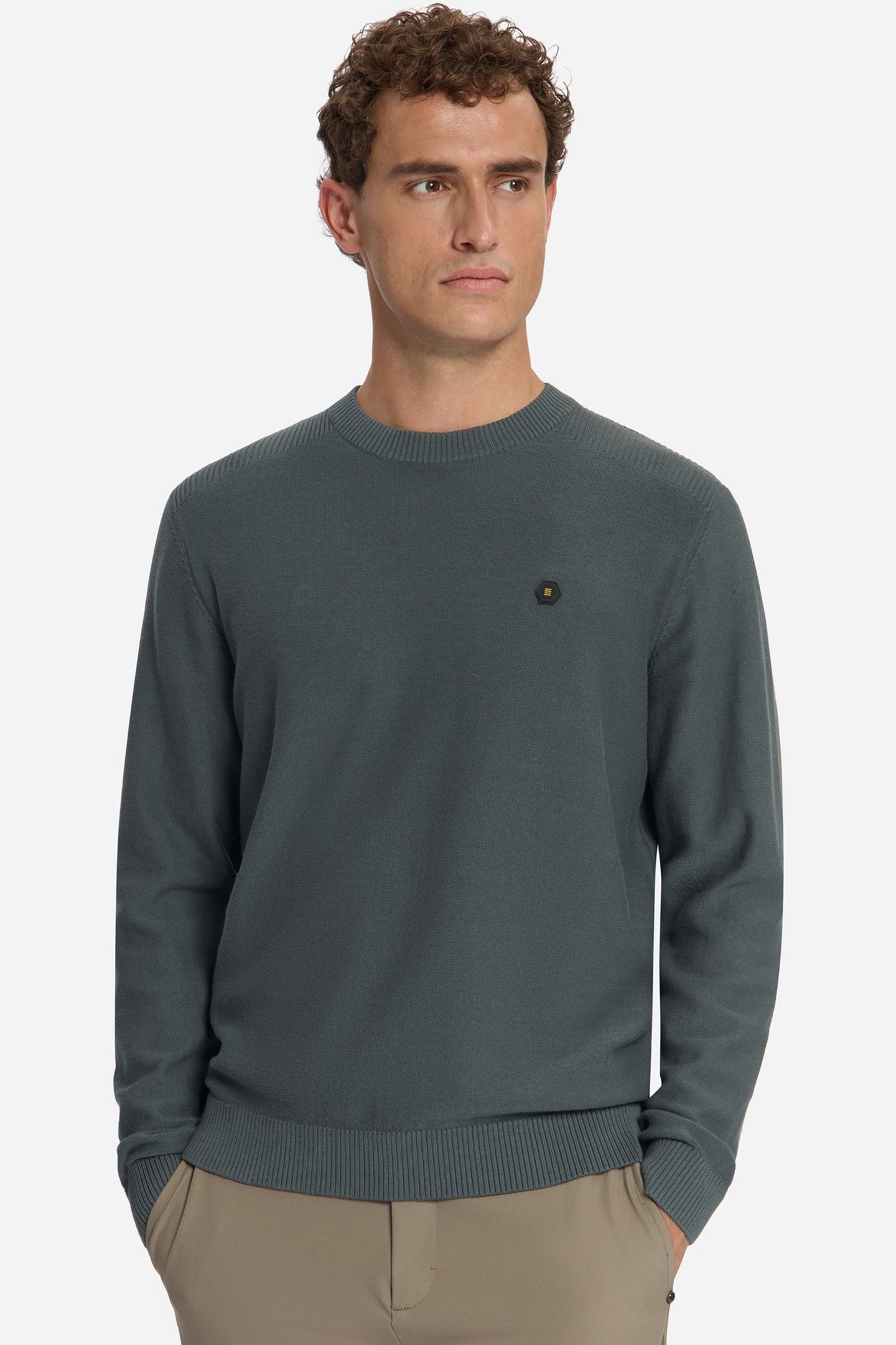 PULLOVER CREWNECK SHOULDER DETAIL DARK STEEL 6