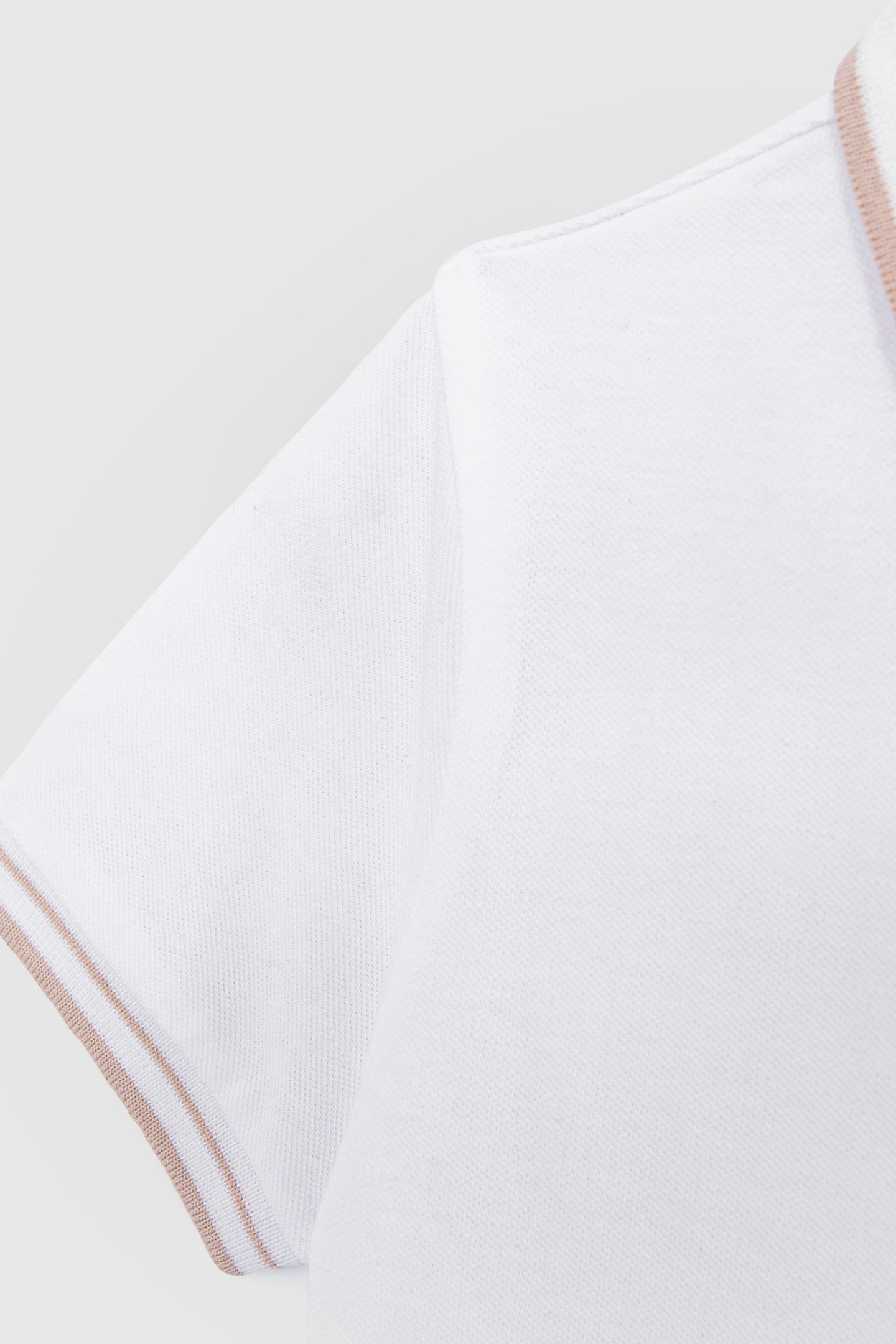 BOYS’ WHITE COTTON POLO SHIRT WITH STRIPED RIBBING 4