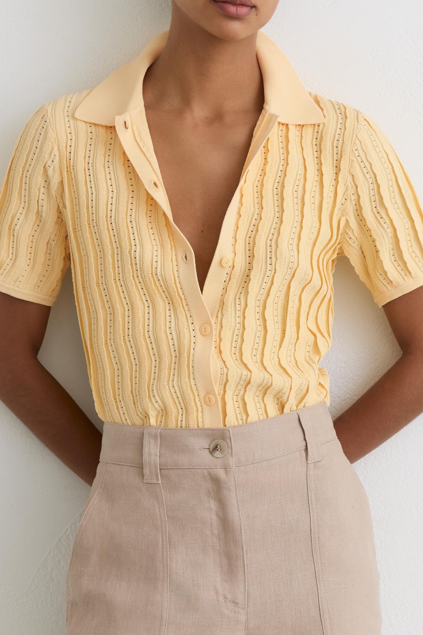 STITCH DETAIL SHIRT BUTTERMILK YELLOW 1
