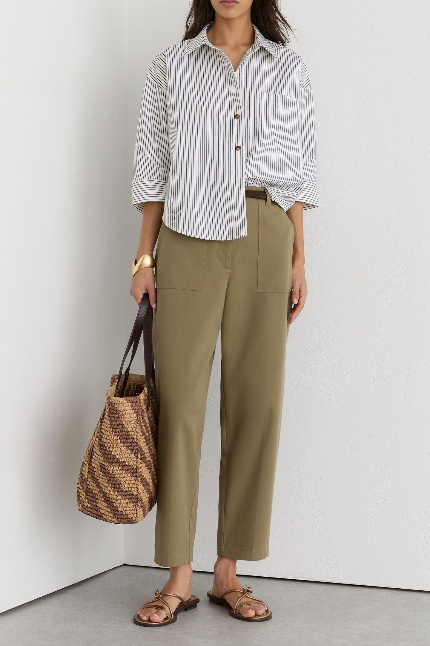 COTTON BLEND TAPER TROUSER KHAKI GREEN 3