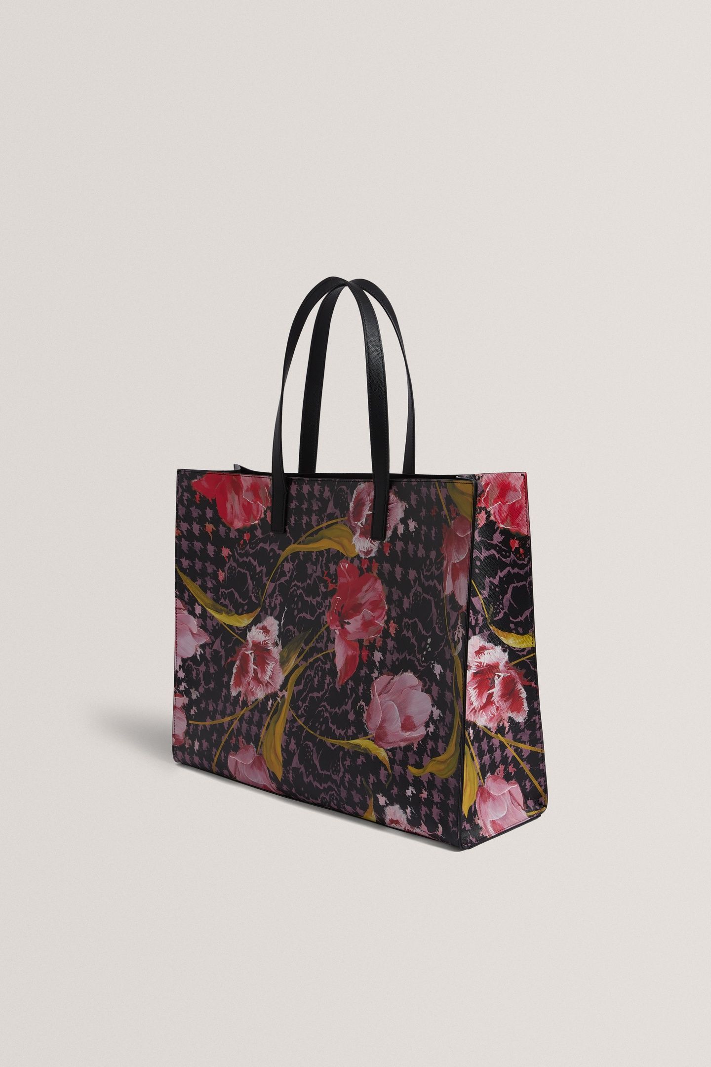 FLORAL PRINTED EXTRA LARGE ICON BAG BLACK 3