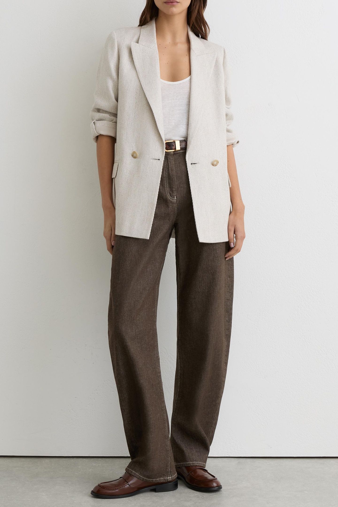 BARREL LEG JEAN BROWN 2