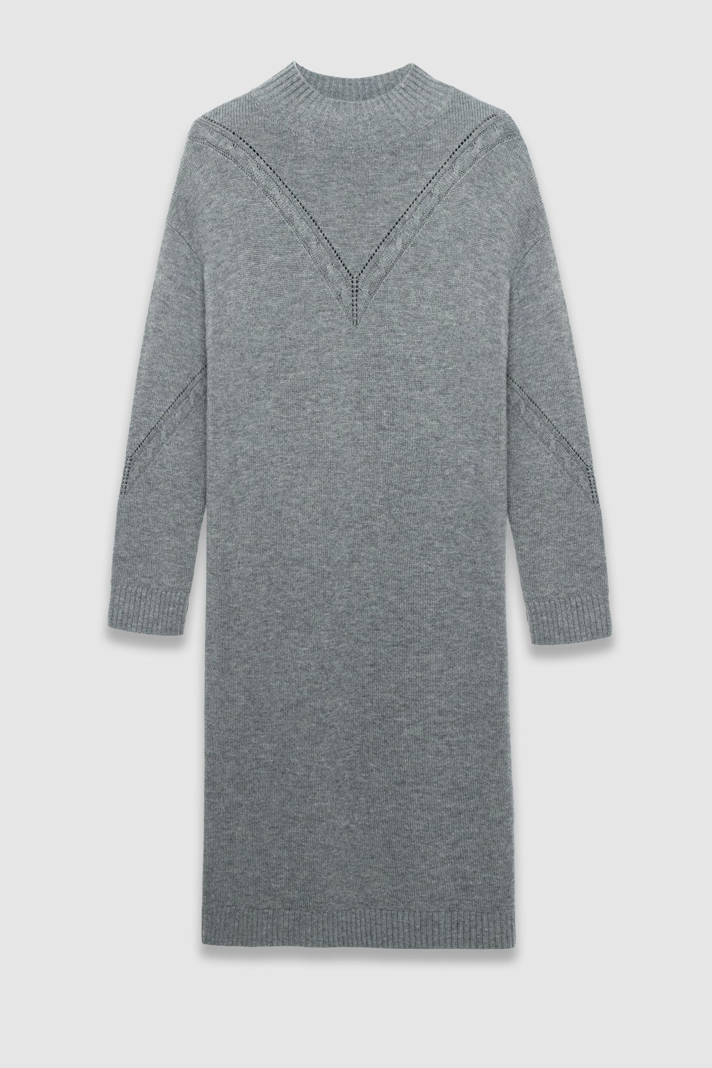 BEIGE SWEATER DRESS WITH PLACED CABLE KNIT 4