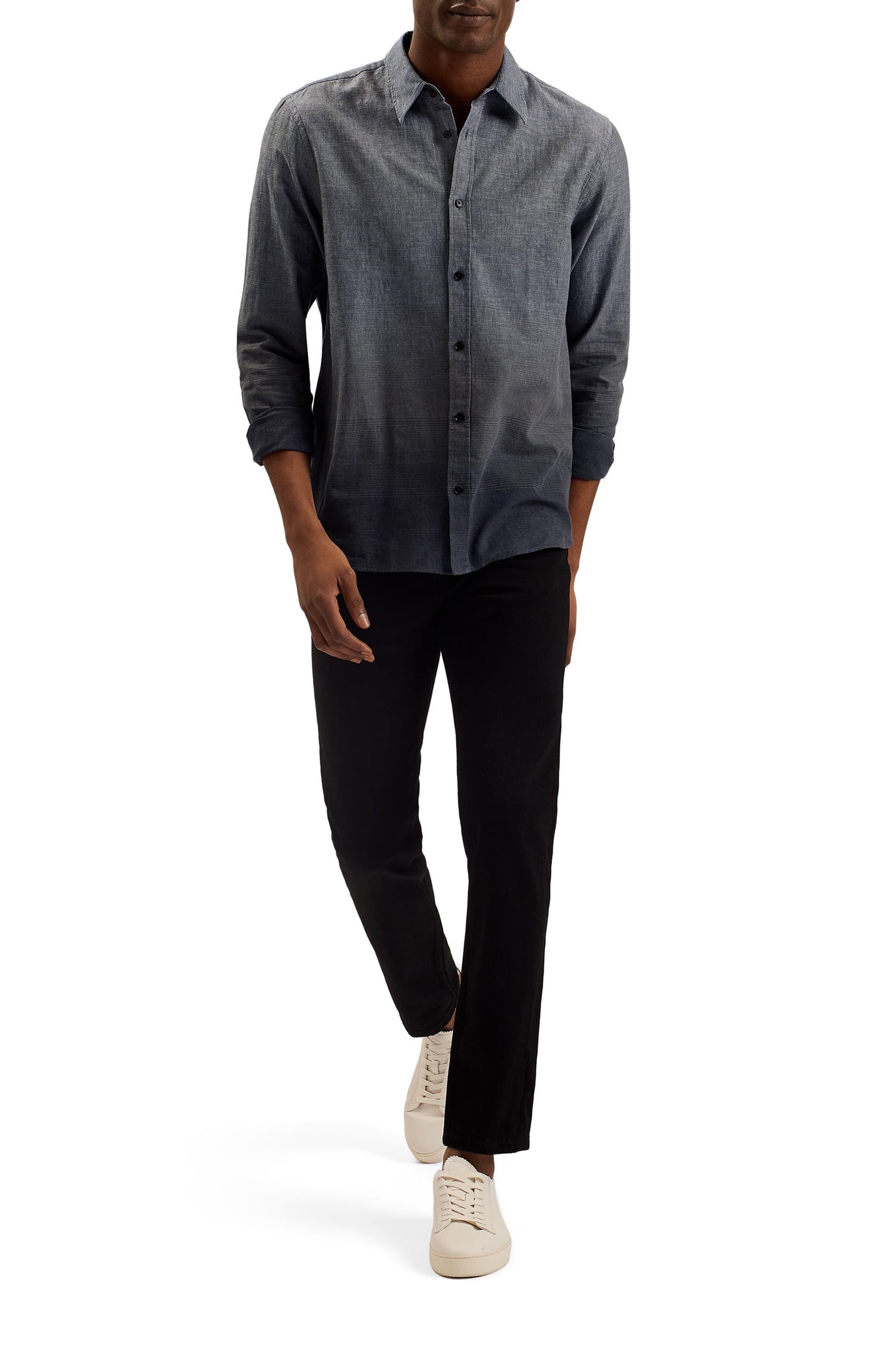 ACKLEY LS REGULAR OMBRE PRINT SHIRT BLACK 4