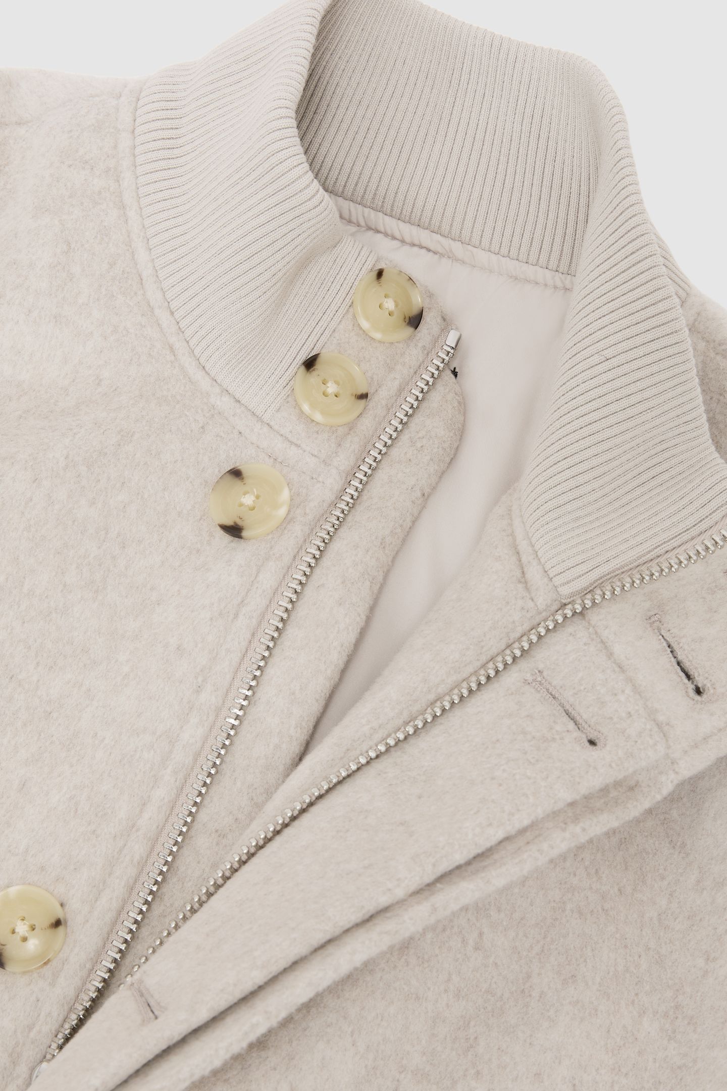 SHORT WOOL BOMBER JACKET OATMEAL 6