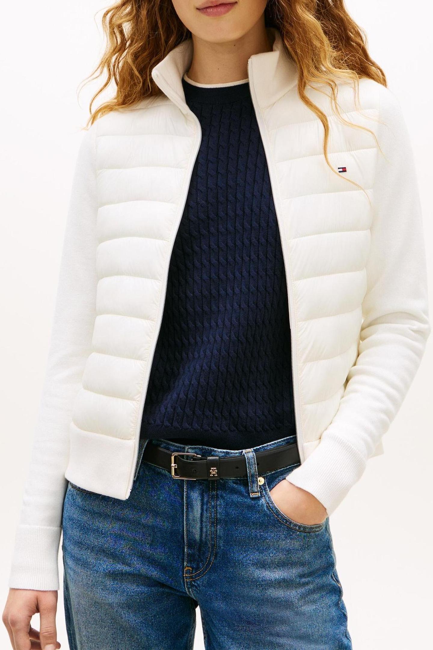 LW KNIT MIX PADDED JACKET IVORY SILK 1