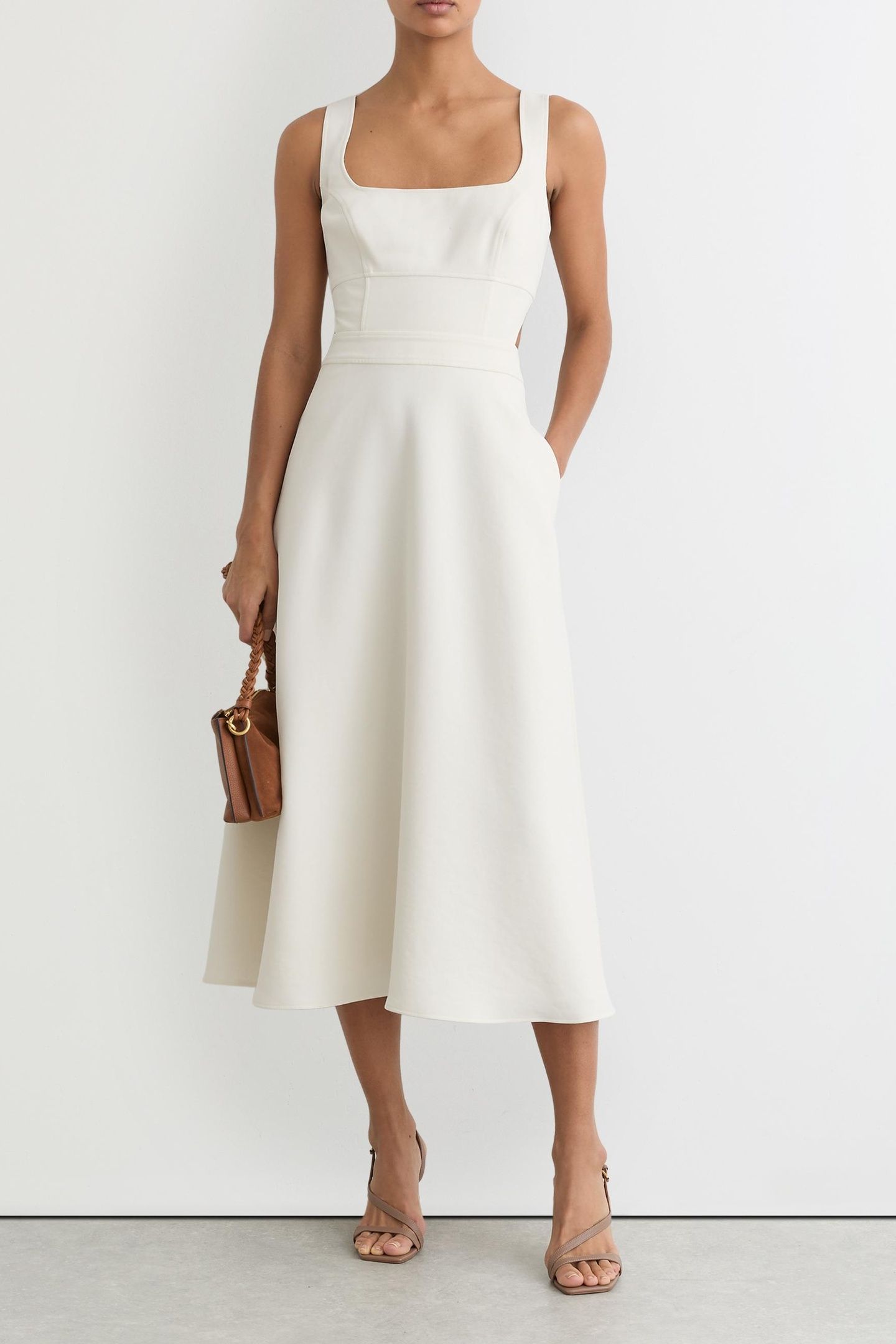 WAISTED MIDI DRESS IVORY 2