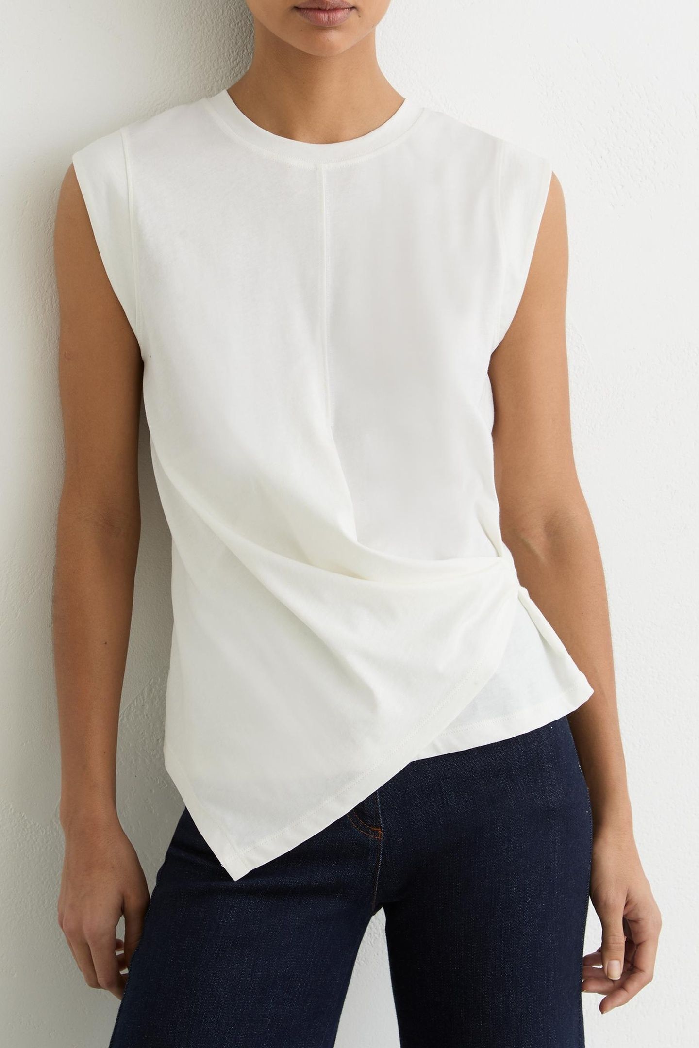 DRAPE CREW NECK T-SHIRT WHITE 1