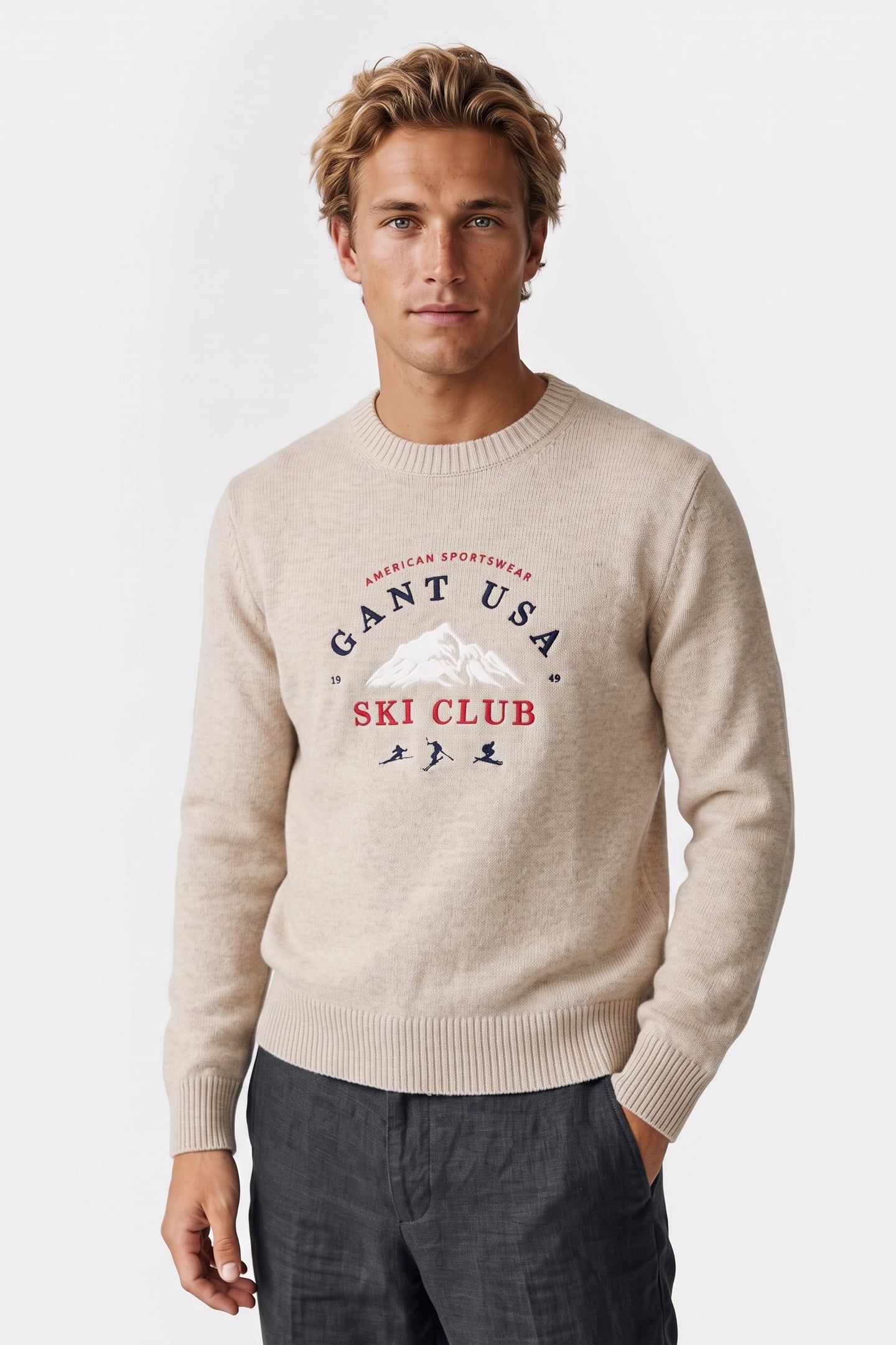 EMBROIDERED GRAPHIC C-NECK SEED MELANGE 1