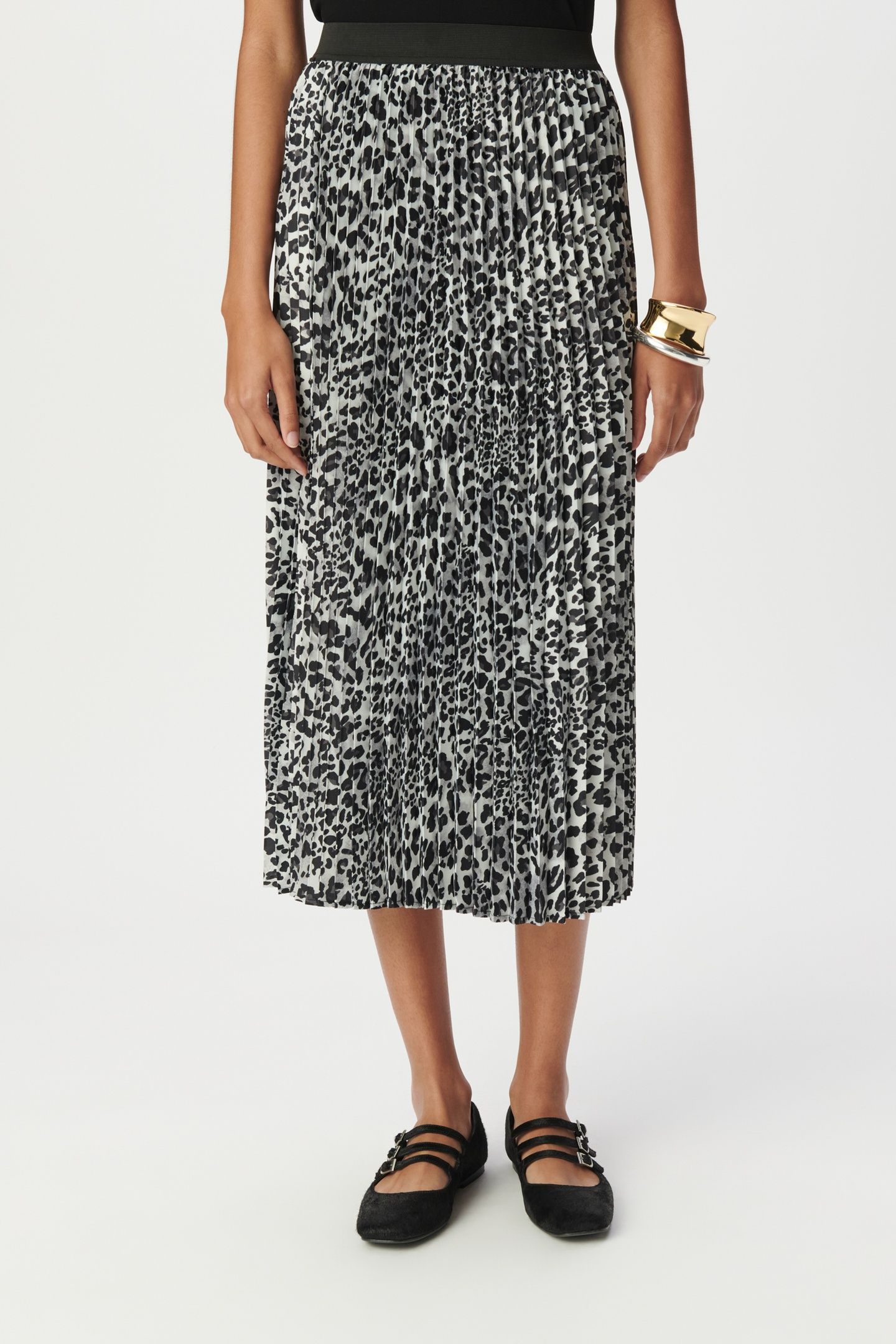GREY PANTHER RECYCLED POLYESTER PLEATED SKIRT 1