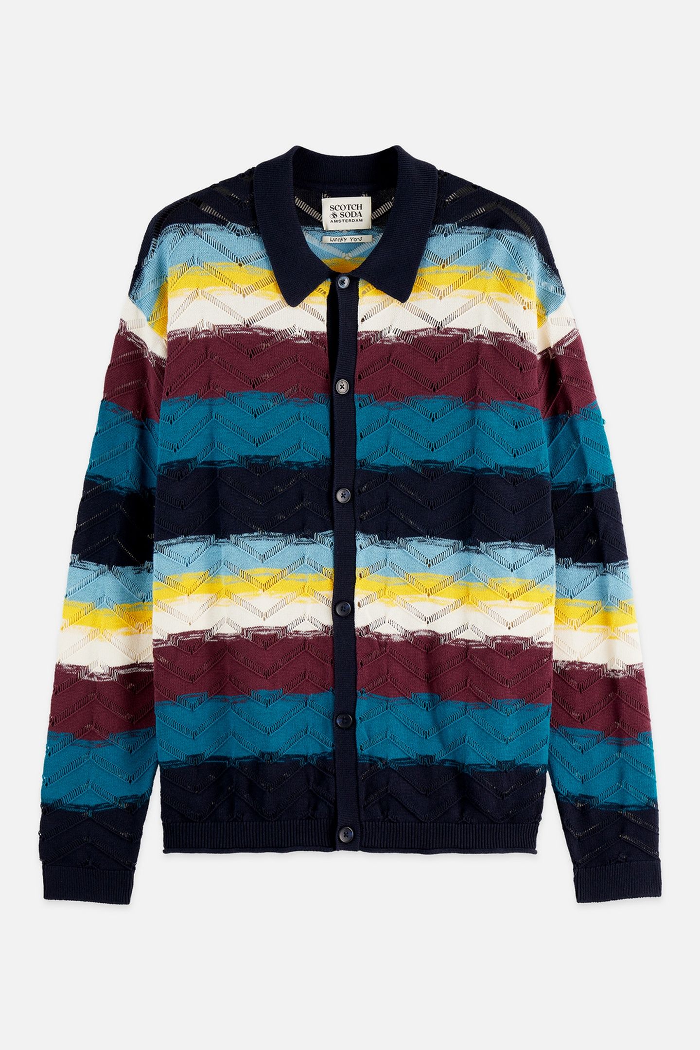 OPEN STRUCTURE KNITTED CARDIGAN NAVY 3