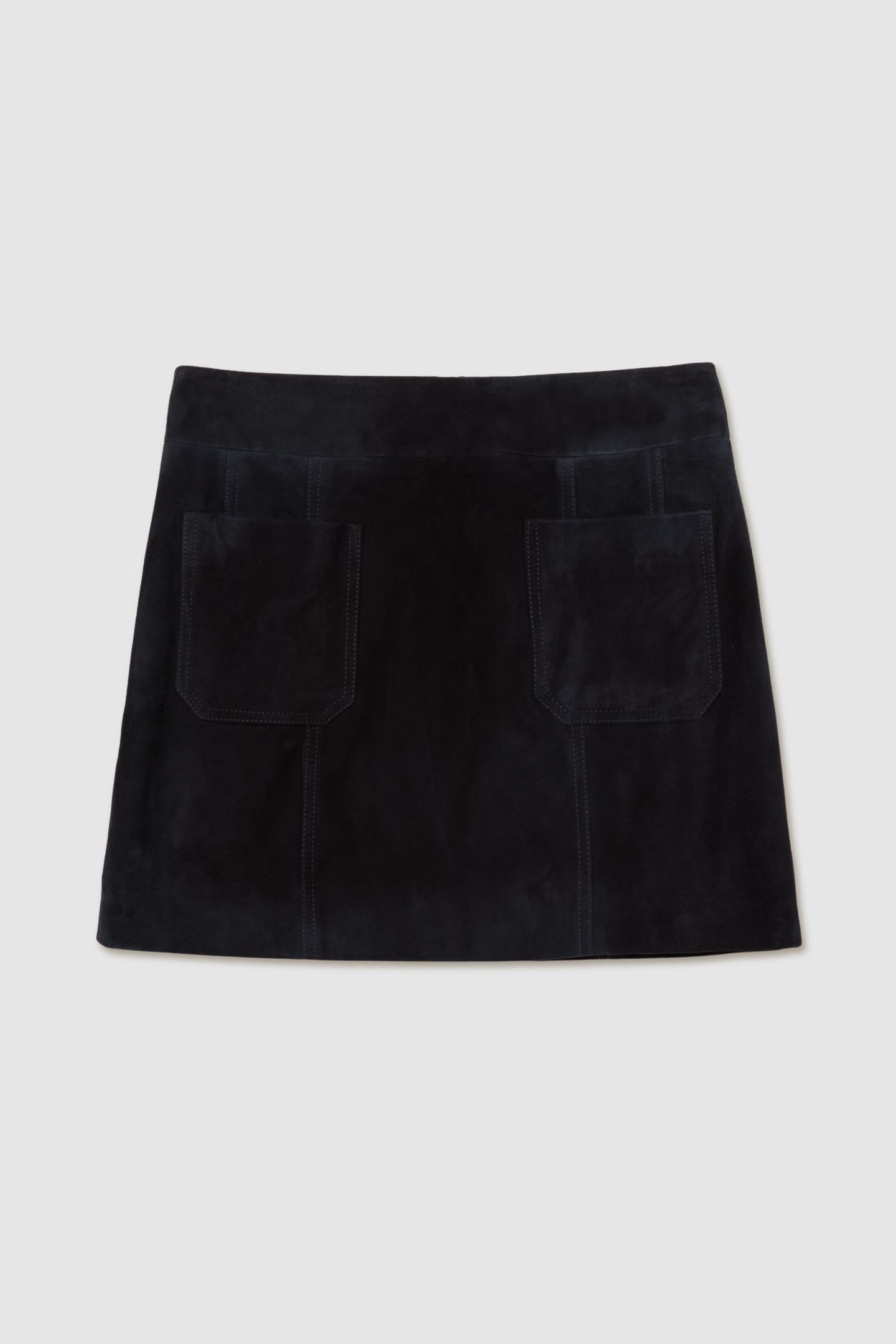 SUEDE PATCH POCKET MINI SKIRT NAVY 5