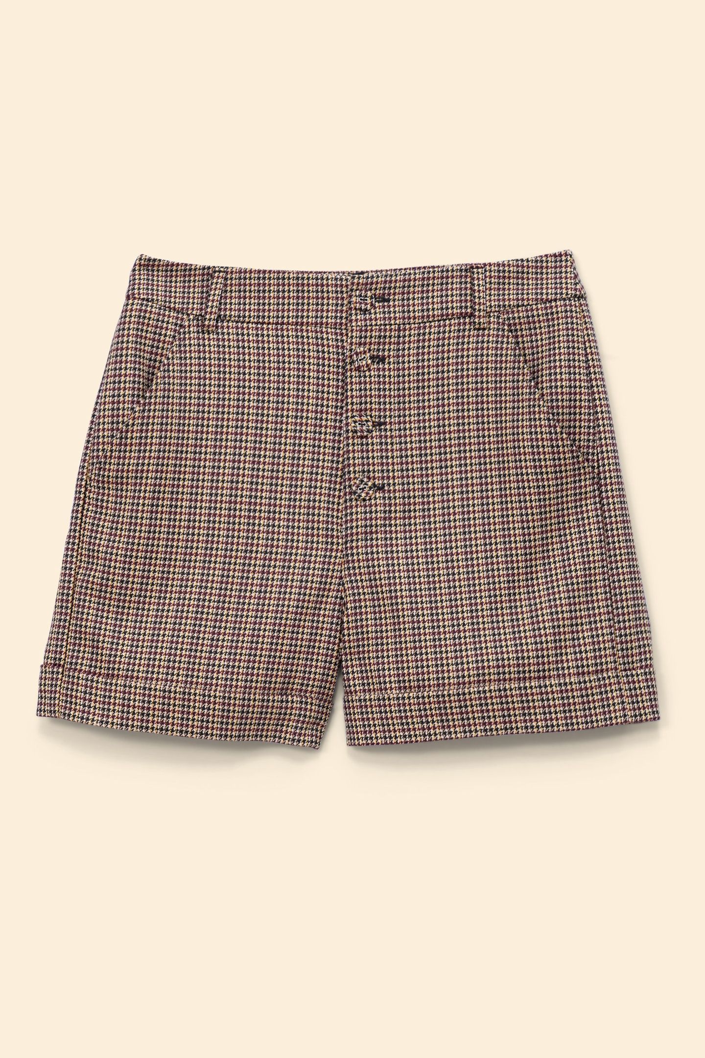 BEIGE HOUNDSTOOTH SHORTS 4