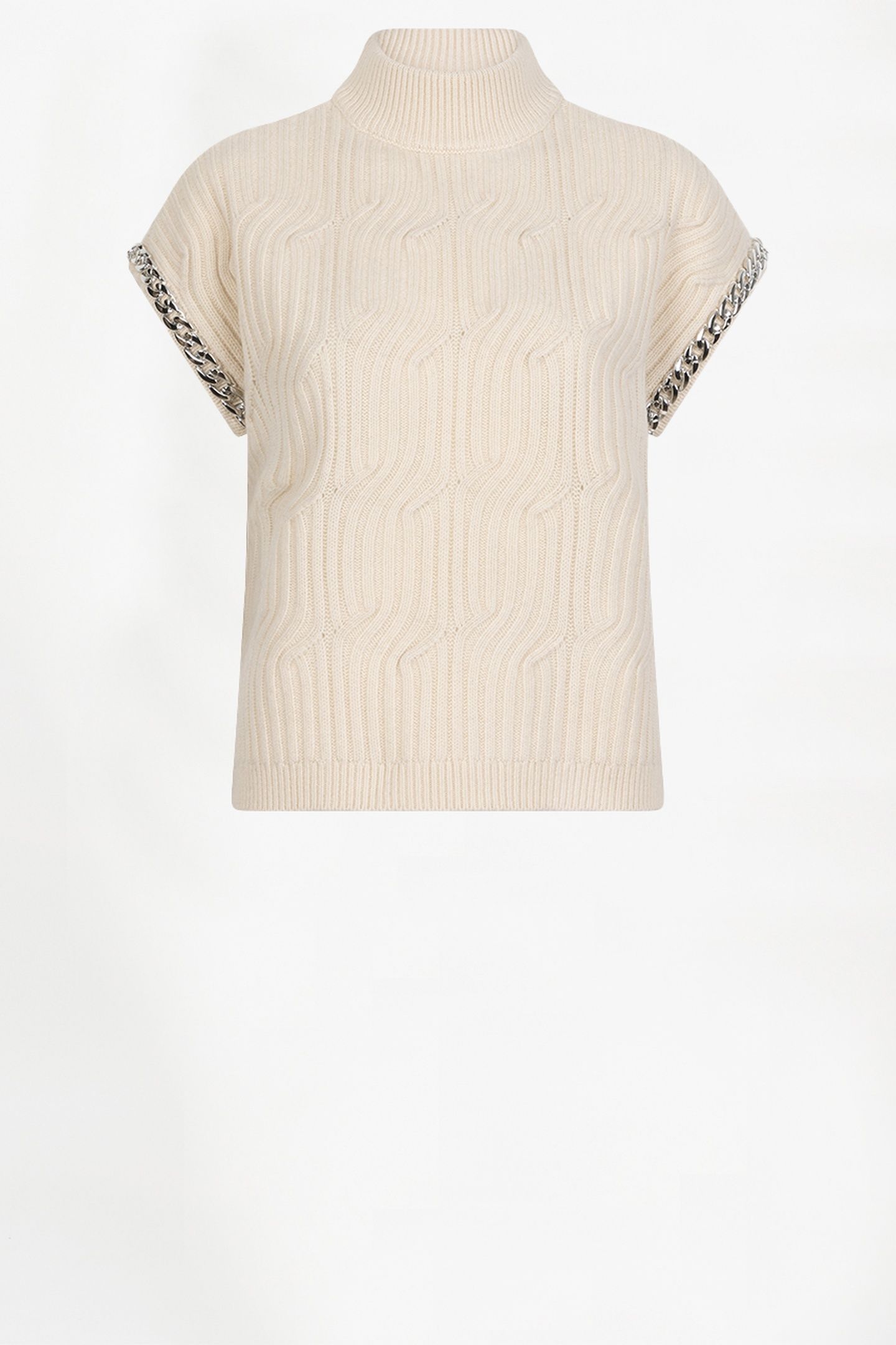 MELOE SLEEVELESS CHAIN SWEATER OATMEAL CREAM 5
