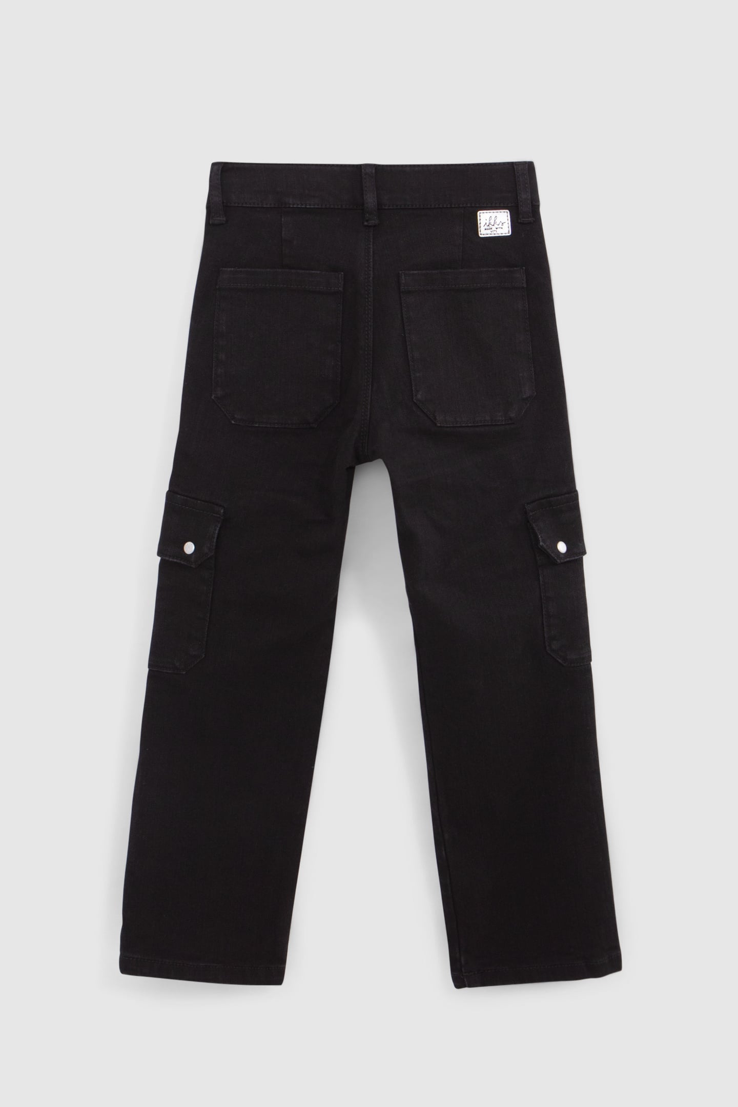 GIRL'S BLACK STUDDED STRAIGHT CARGO JEANS 2