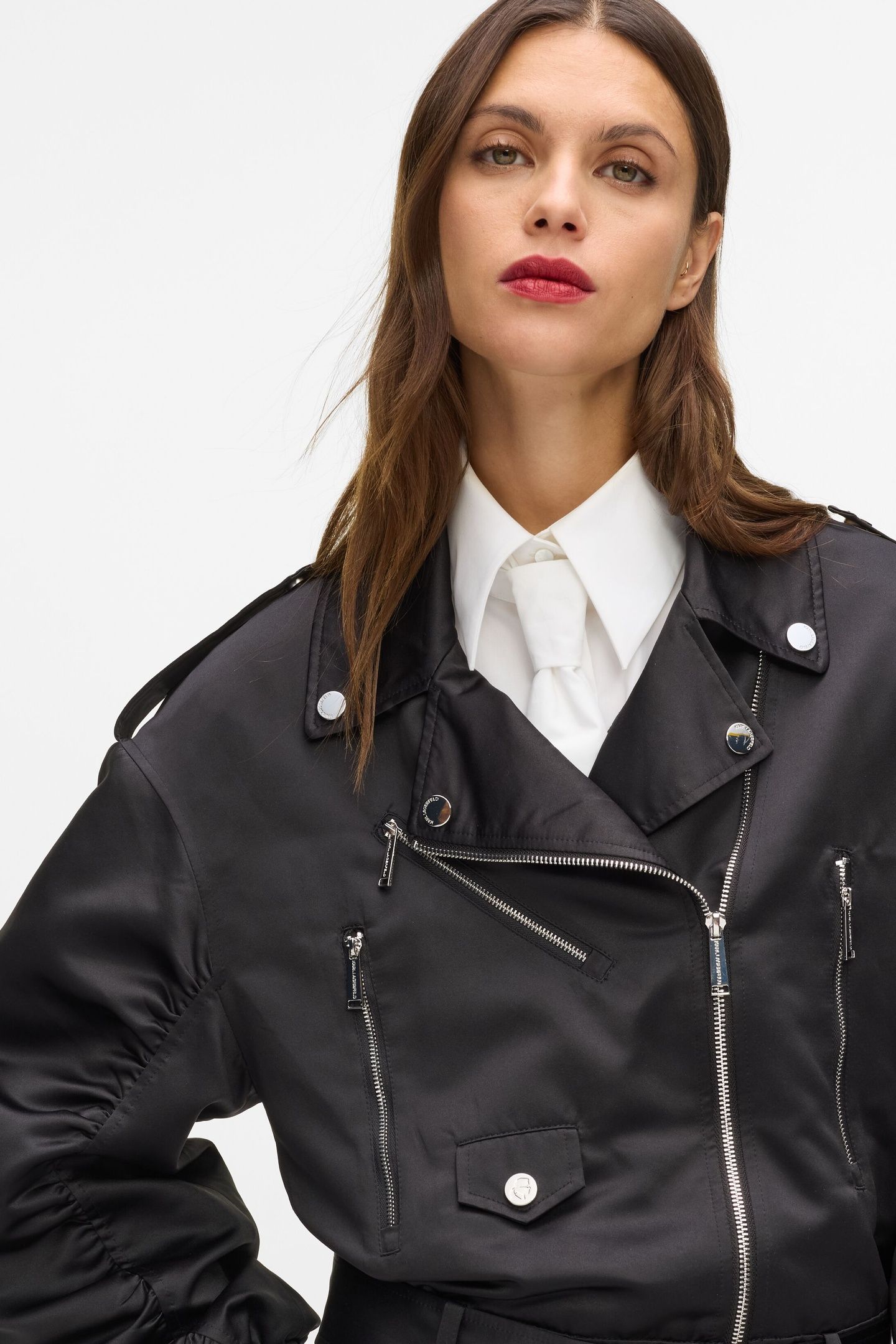 BIKER SATIN BOMBER BLACK 6