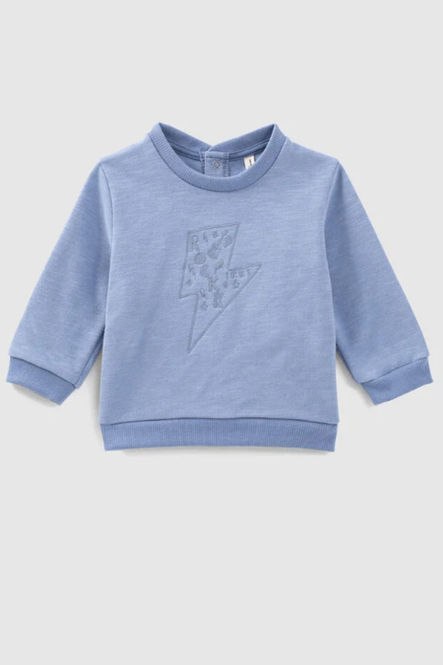 MEDIUM BLUE EMBROIDERED LIGHTNING BUTTON SWEATSHIRT IN ORGAN 1