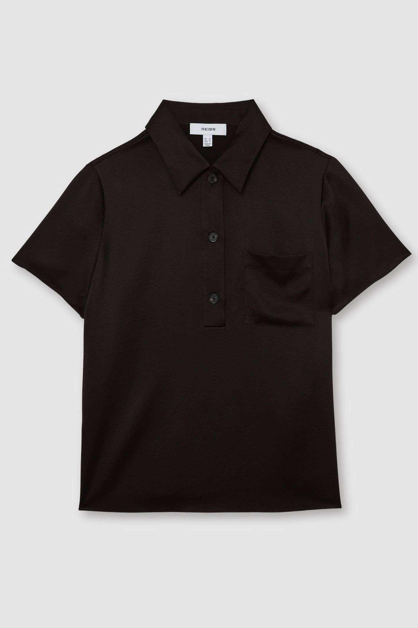 POCKET DETAIL SILK T-SHIRT CHOCOLATE BROWN 4