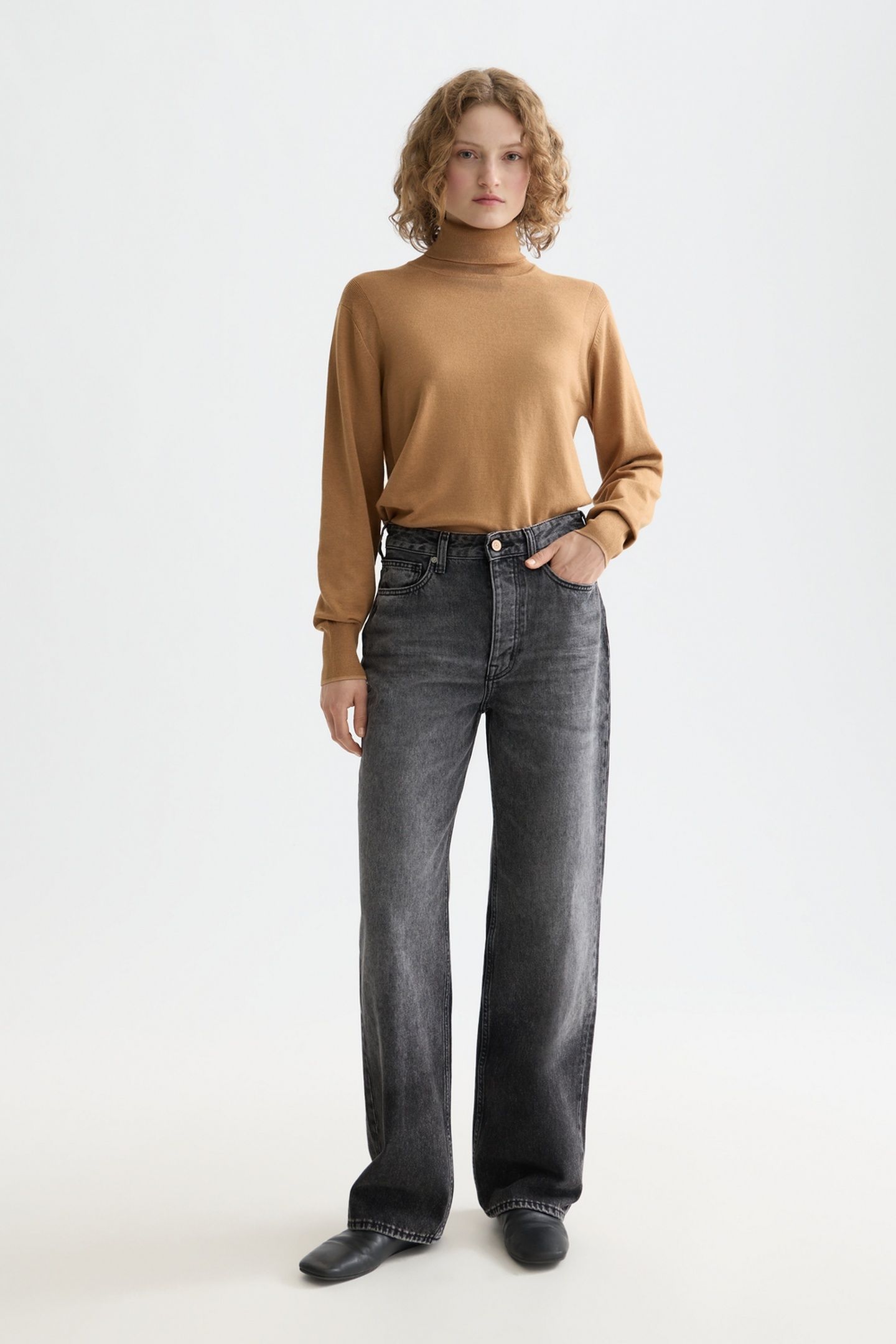 CORE ROLL NECK RELAXED PULLOVER MEDIUM BROWN 3