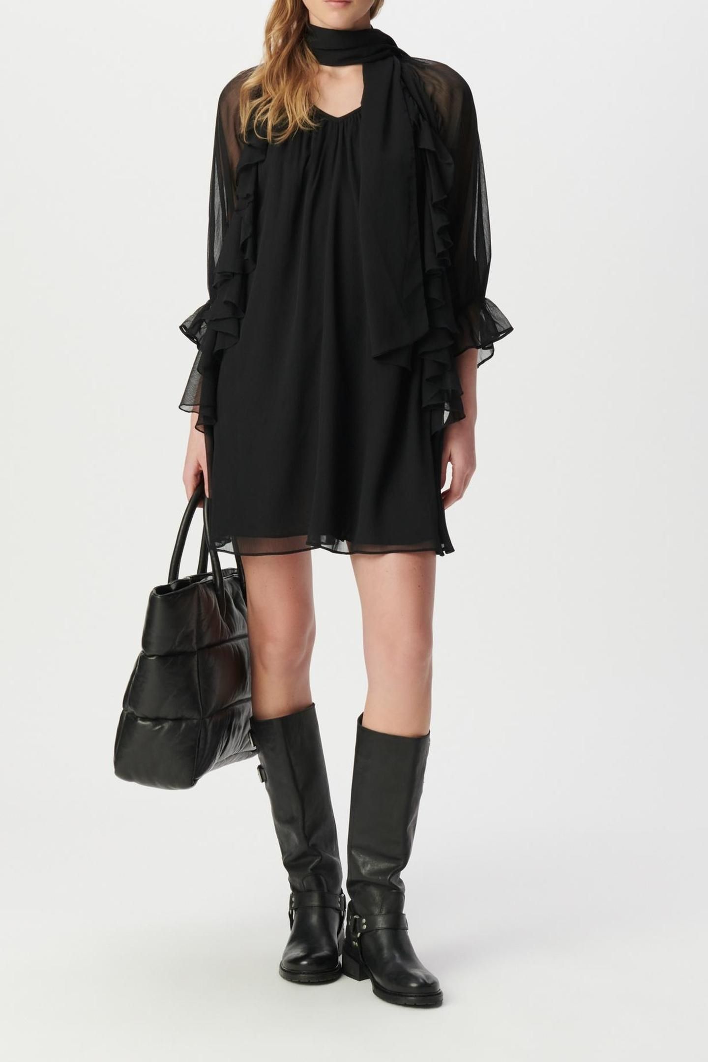 BLACK RUFFLED EVENING DRESS 3