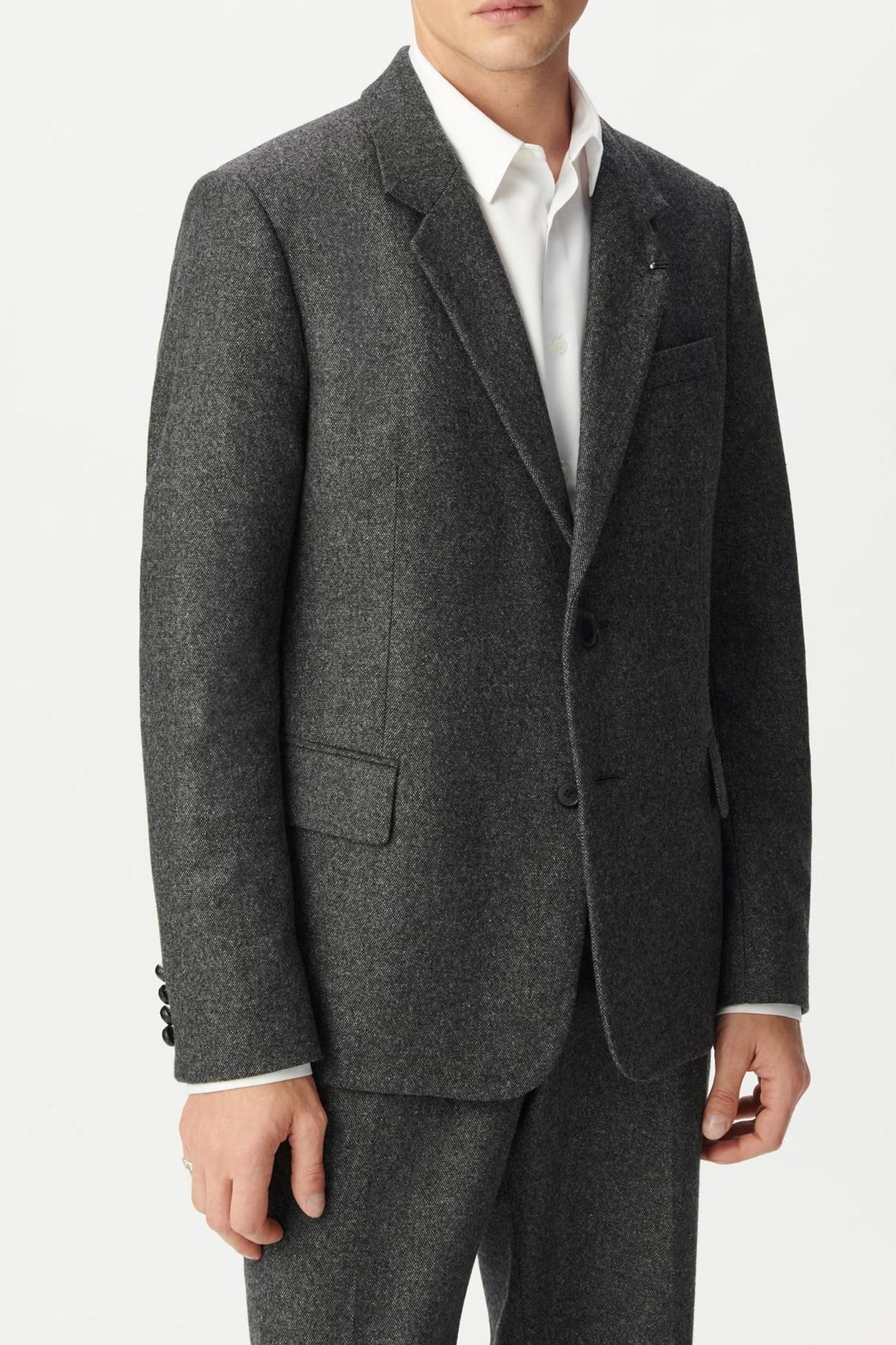 DARK HEATHER GREY TWEED-LOOK SUIT JACKET 1
