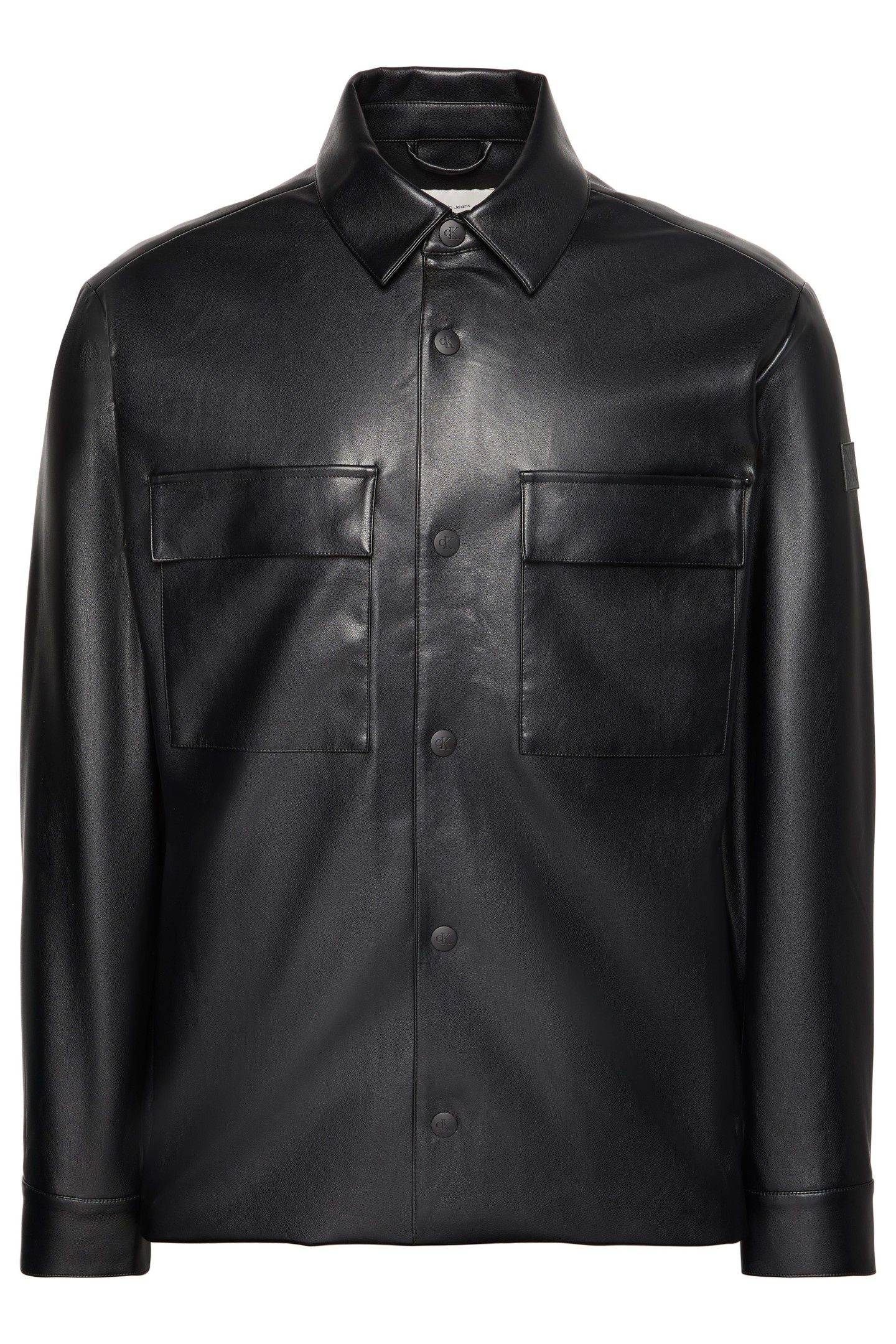 LS FAUX LEATHER SHIRT BLACK 1
