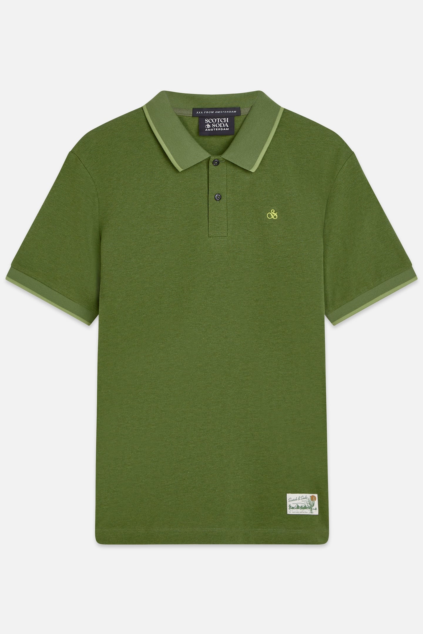 MELANGE CHEST LOGO REGULARFIT POLO DARK GREEN 1