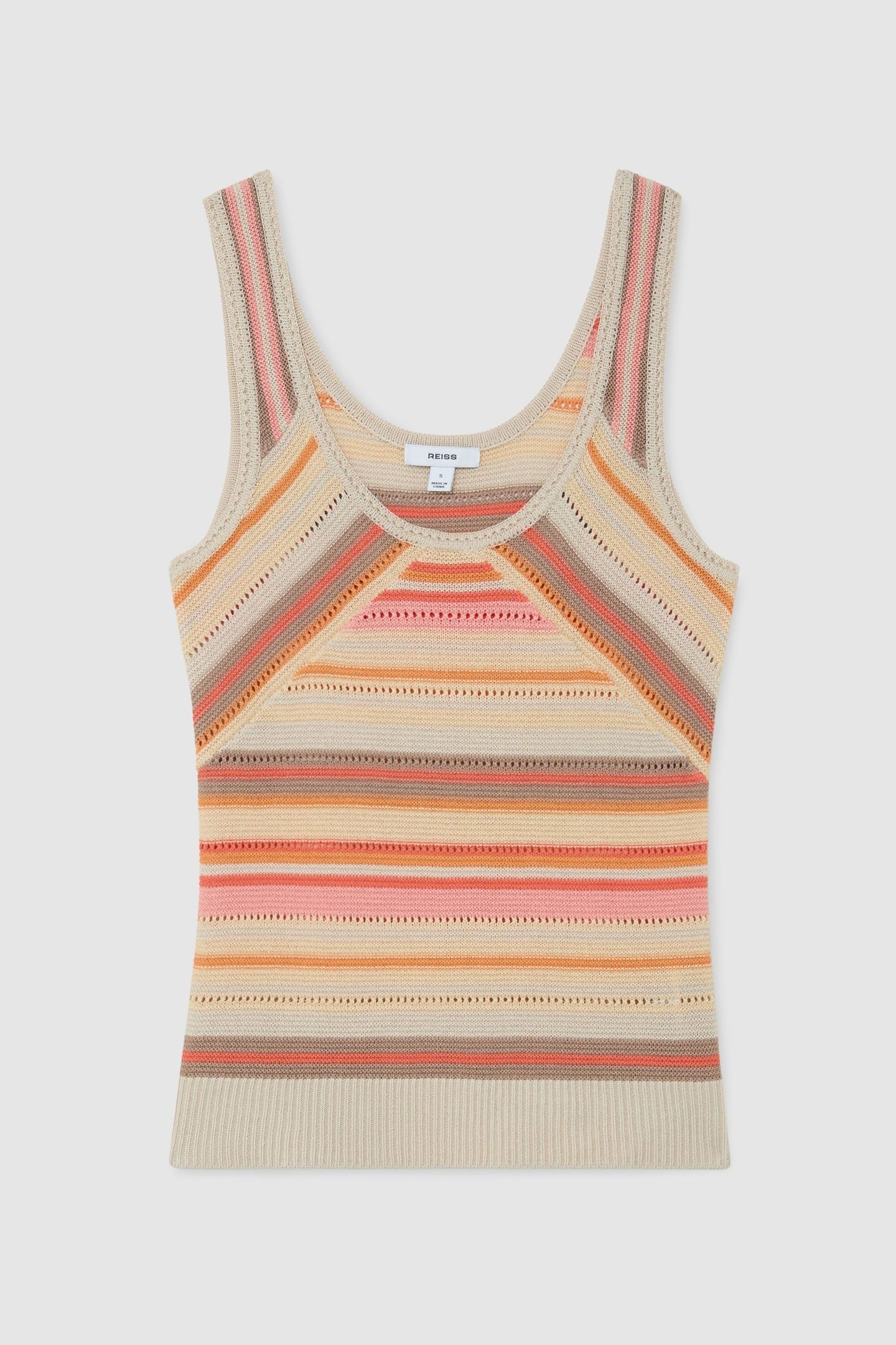 STRIPE KNITTED VEST NEUTRAL/CORAL 4