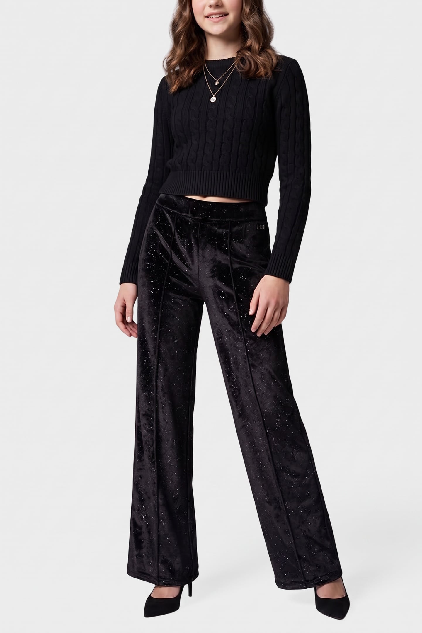 FILEA SPARKLE VELVET PANTS BLACK 1