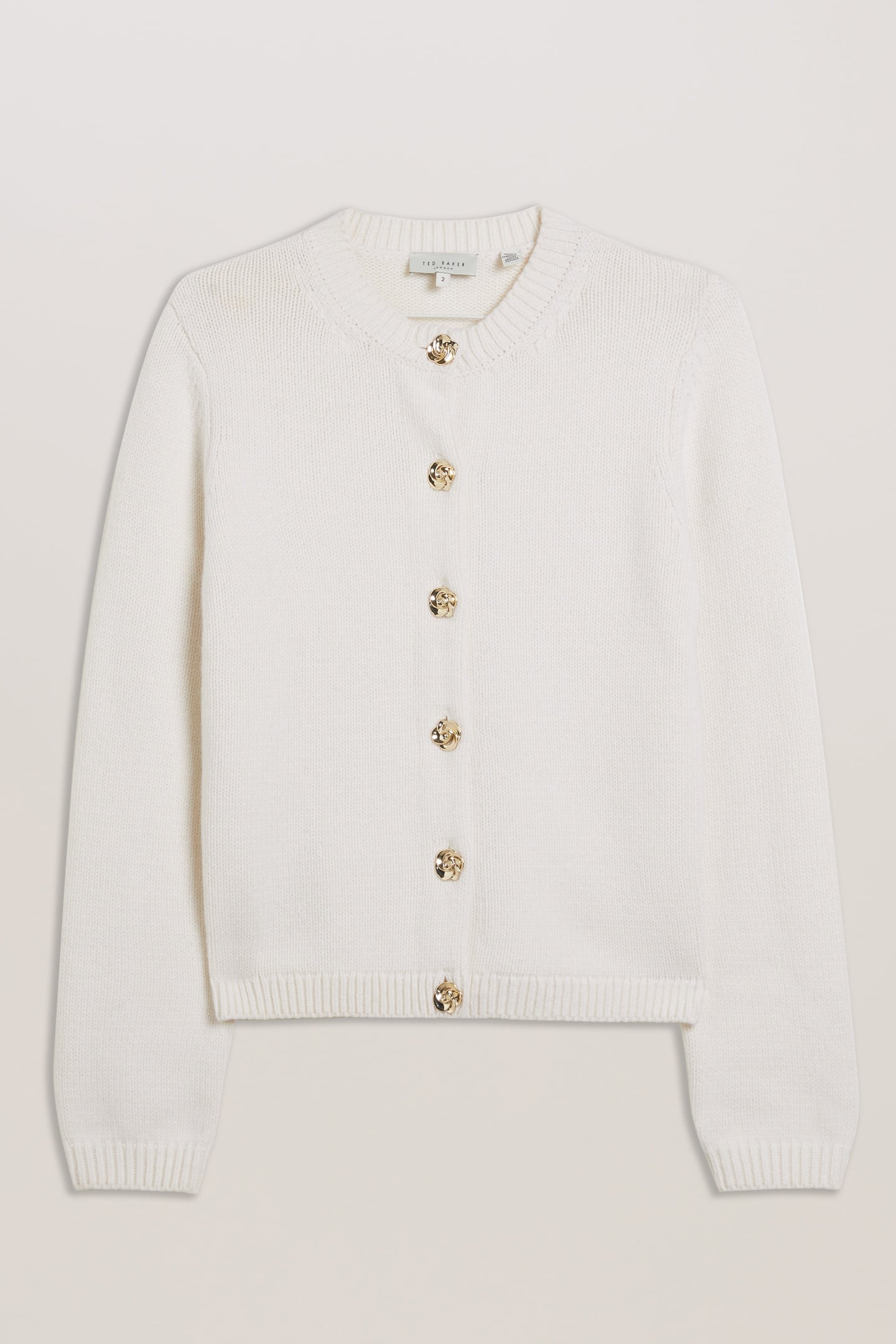 JAYCEY ROSE BUTTON CREW NECK CARDIGAN IVORY 3
