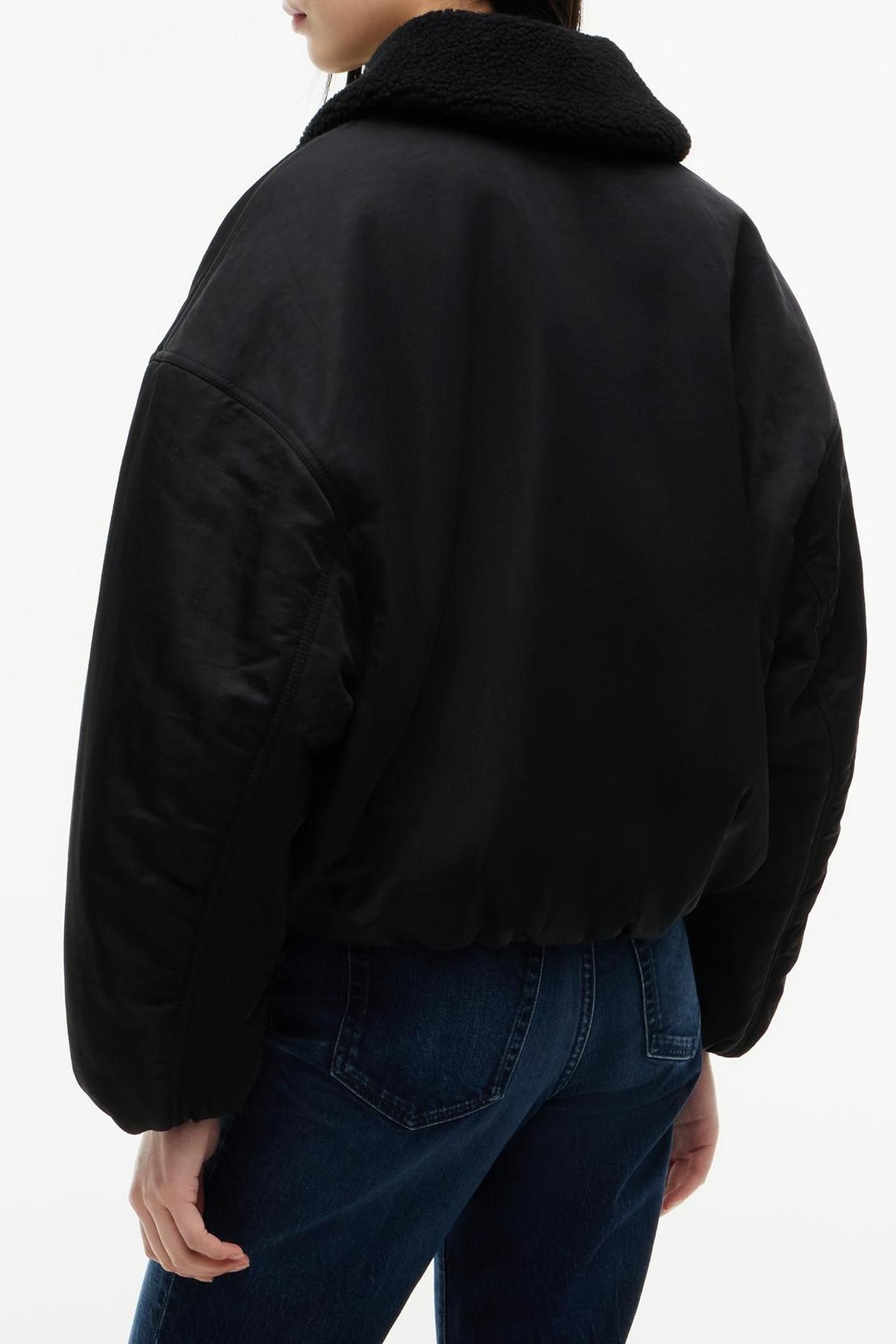 FUR COLLAR UTILITY JACKET BLACK 3