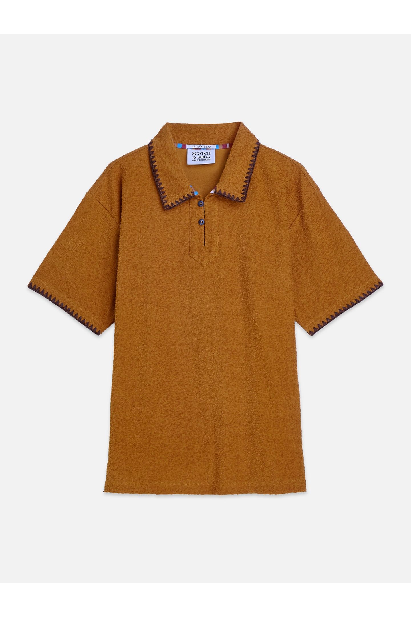 RELAXEDFIT JACQUARD TOWELLING POLO MEDIUM BROWN 4