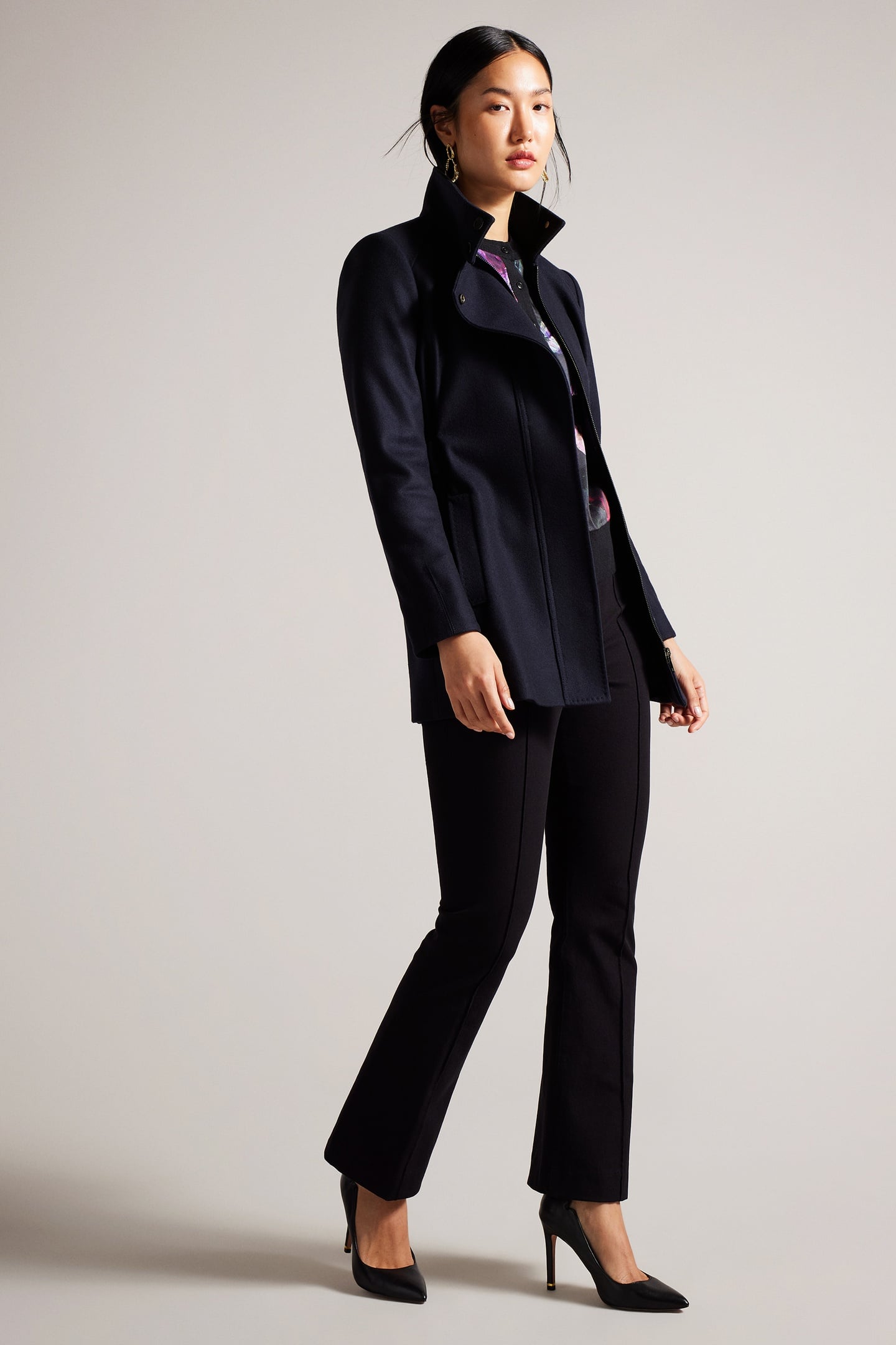 ICOMBIS SHORT FUNNEL NECK COAT NAVY 3