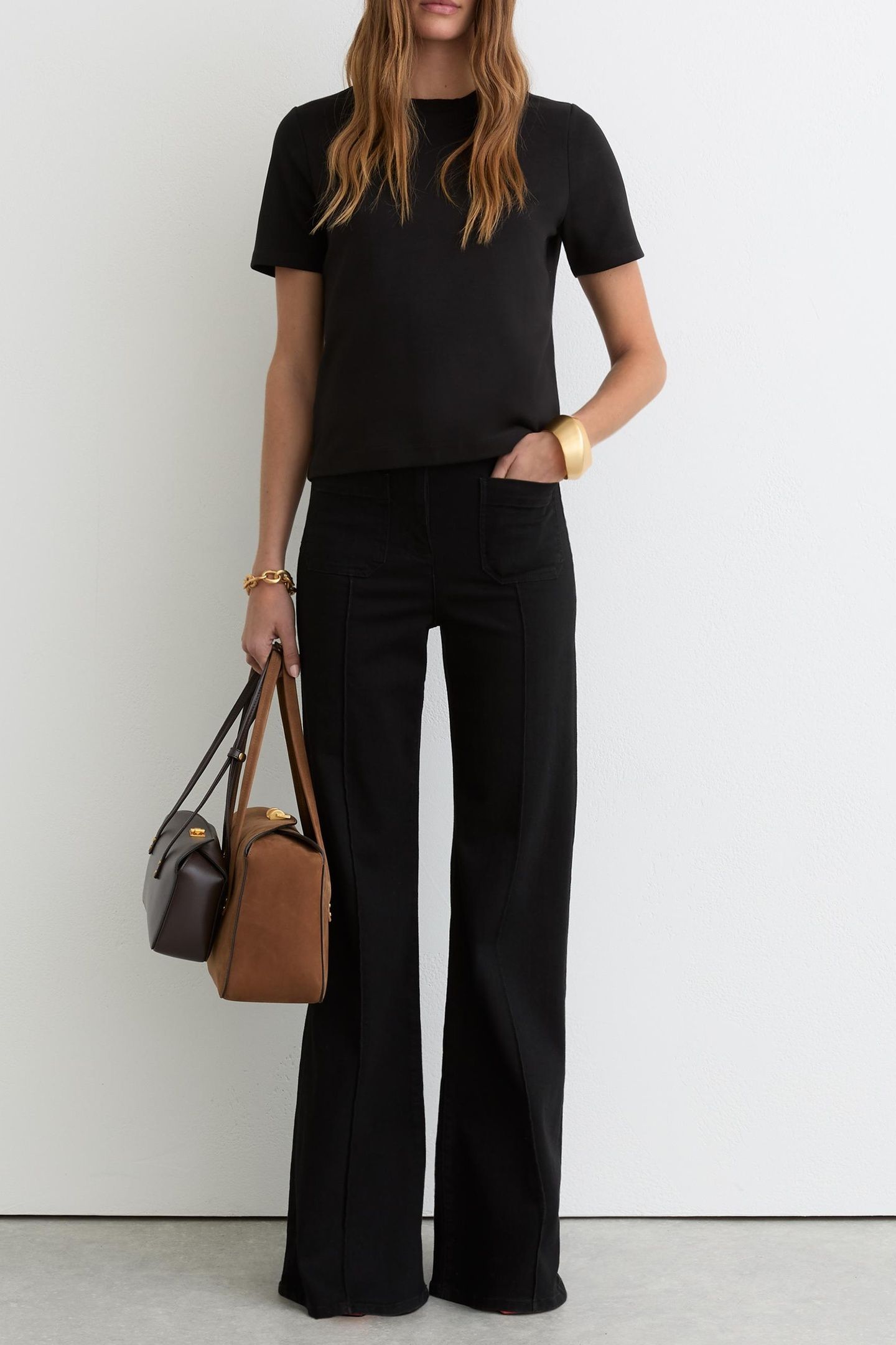 COTTONS CREW NECK TEE BLACK 1