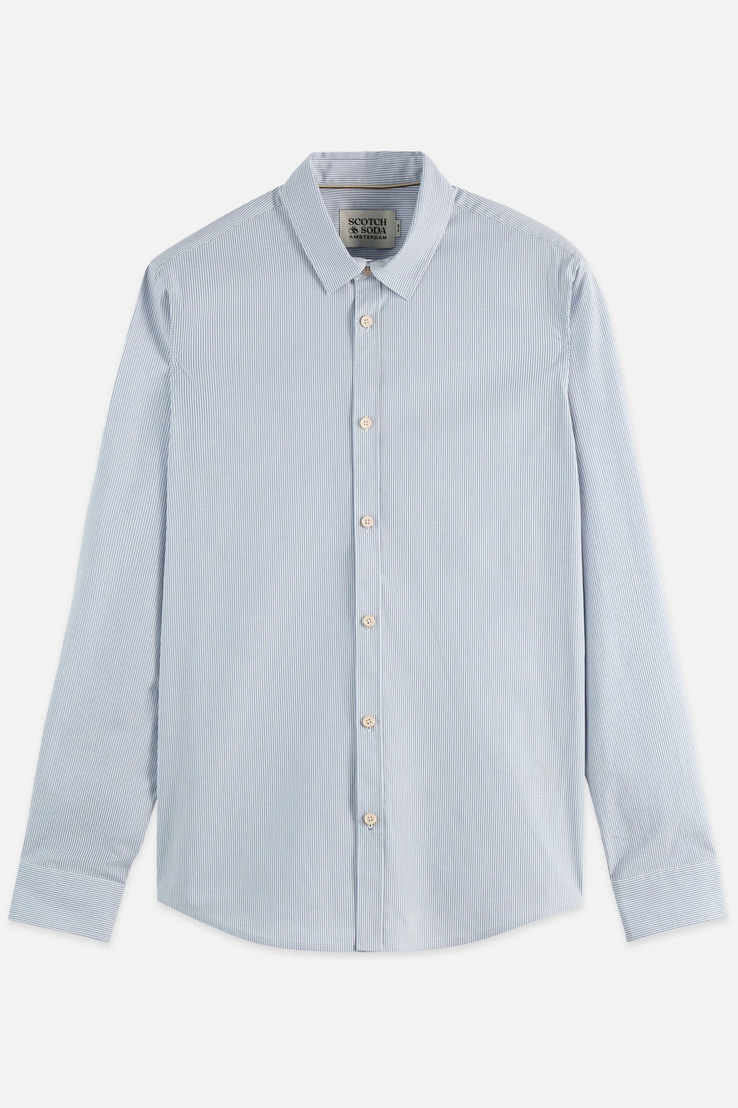 STRIPED SLIM-FIT POPLIN SHIRT NAVY 1