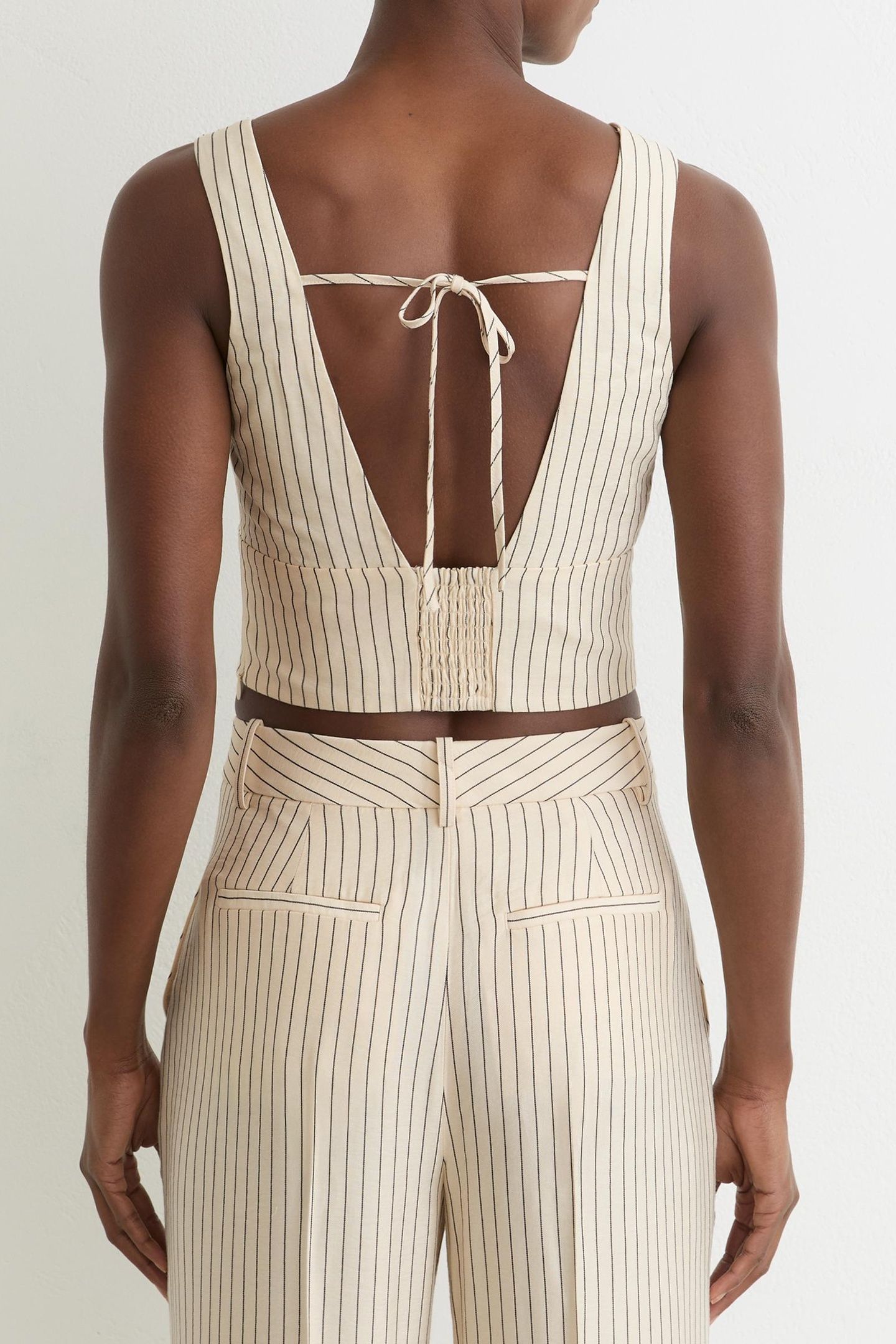 PINSTRIPE COORD TOP CREAM/BLACK 3